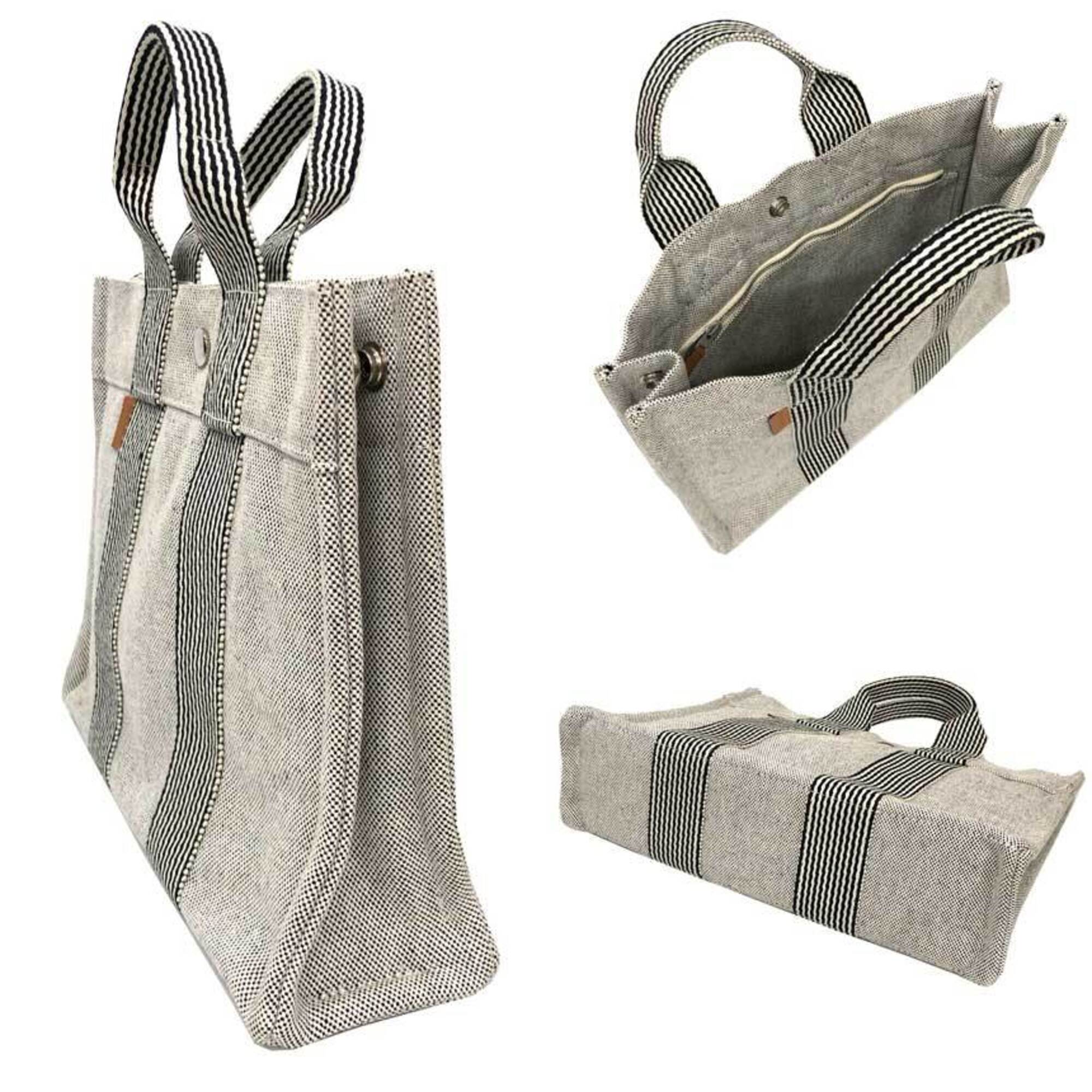 Hermes Gray Cotton Canvas Handbag Tote Bag (Pre-Owned)