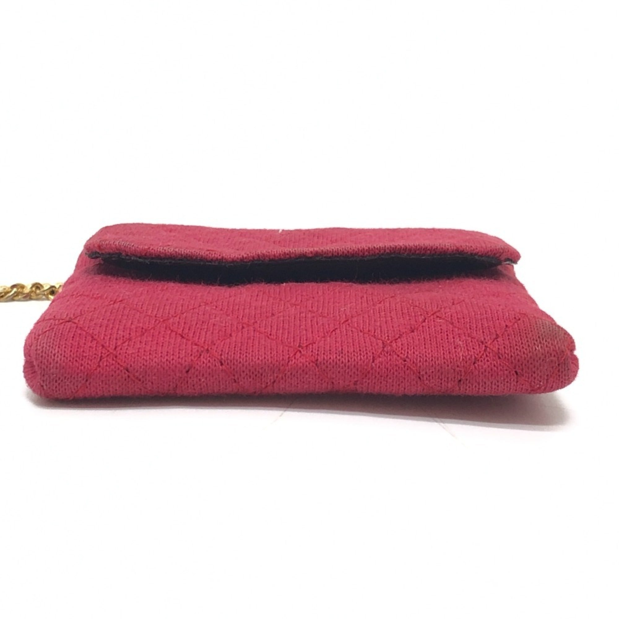 Chanel Red Color Jersey Pouch Shoulder Bag (Pre-Owned)
