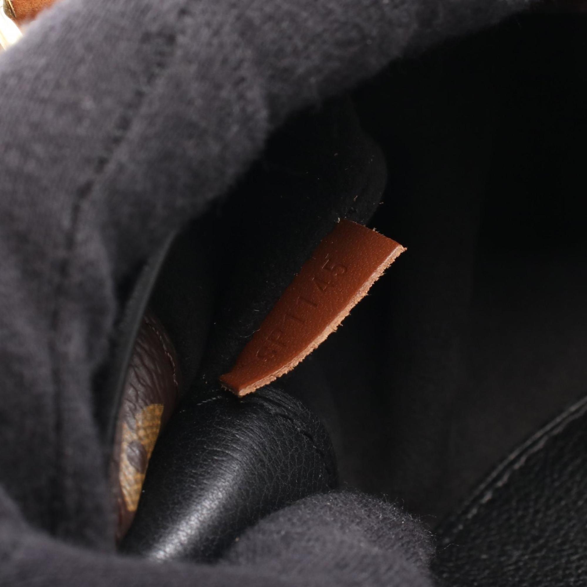 Louis Vuitton Black Brown Monogram Coated Canvas Leather Handbag (Pre-Owned)