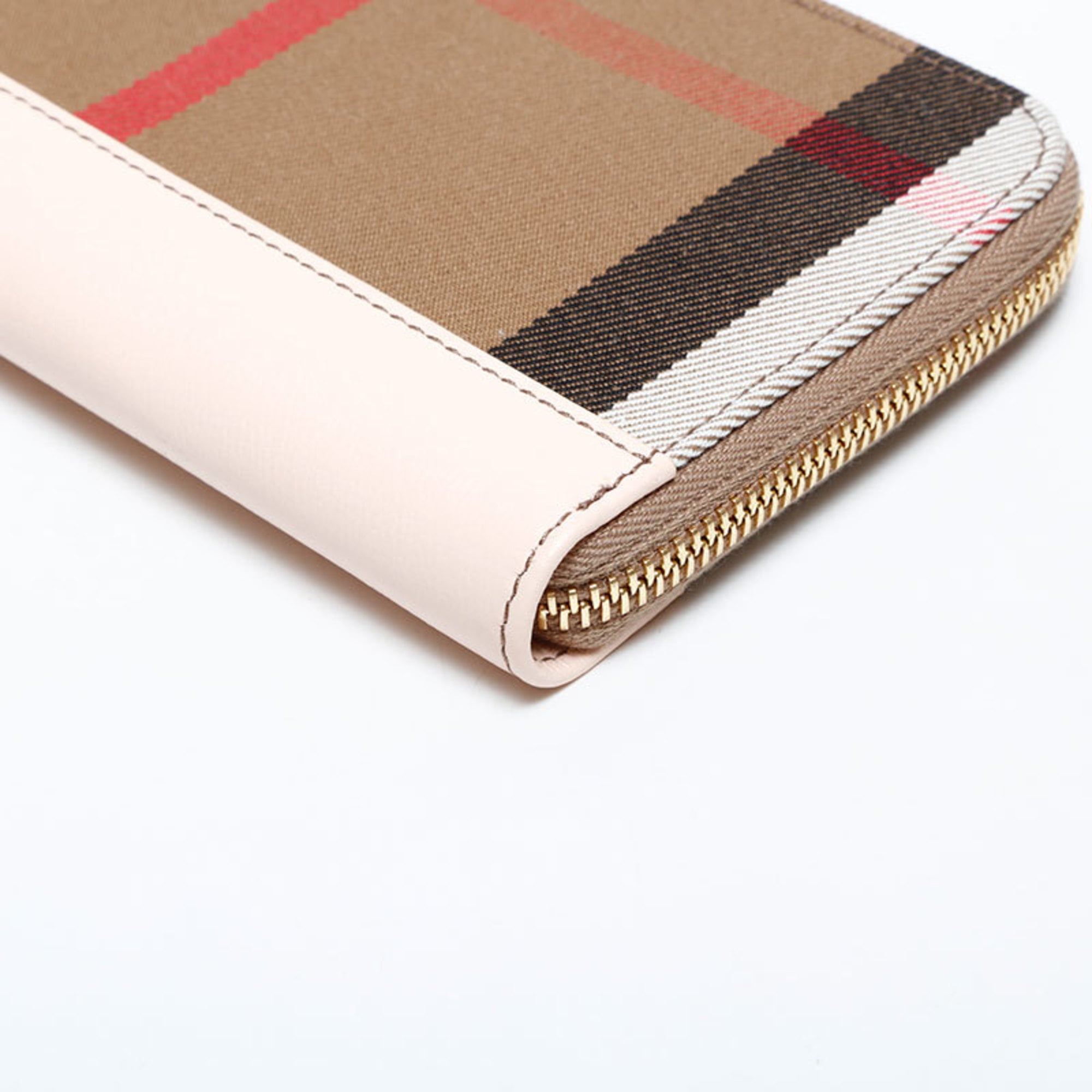 Burberry Beige Canvas Leather Long Wallet (Bi-Fold) (Pre-Owned)