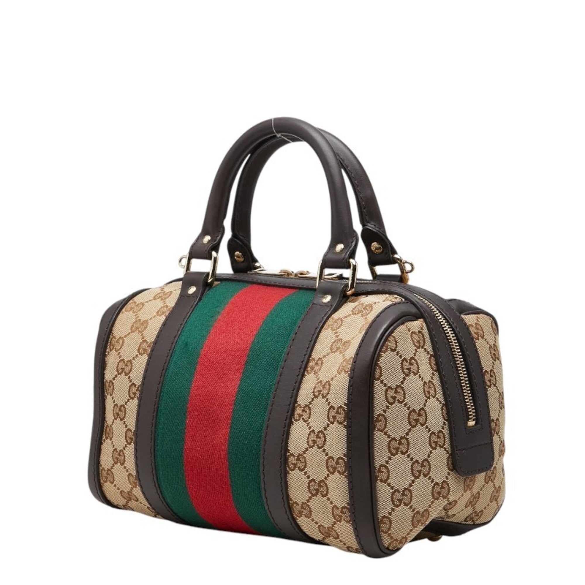 Gucci Beige Multi-Color Canvas Leather Handbag Shoulder Bag (Pre-Owned)