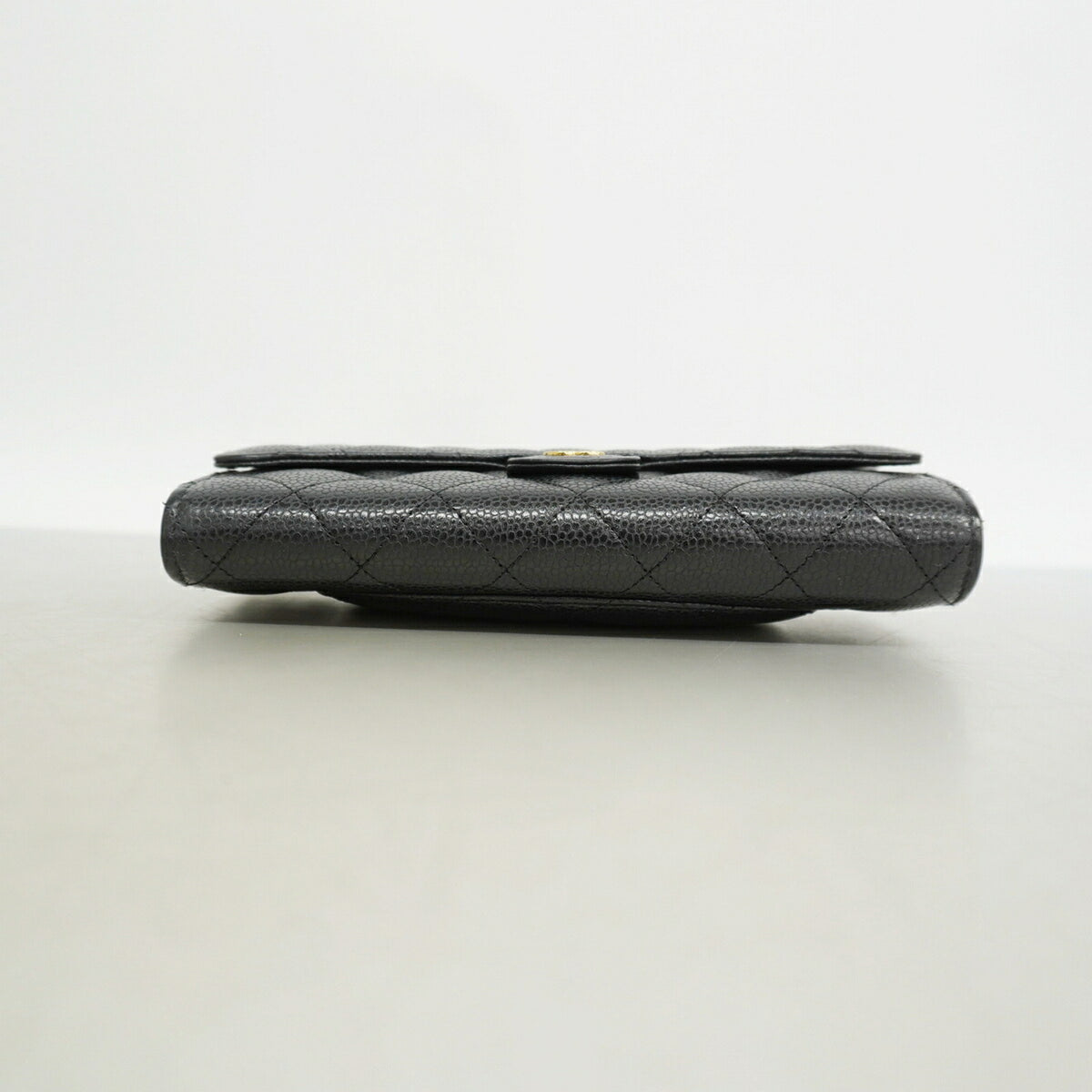 Chanel Black Grained Calfskin Long Wallet (Bi-Fold) (Pre-Owned)