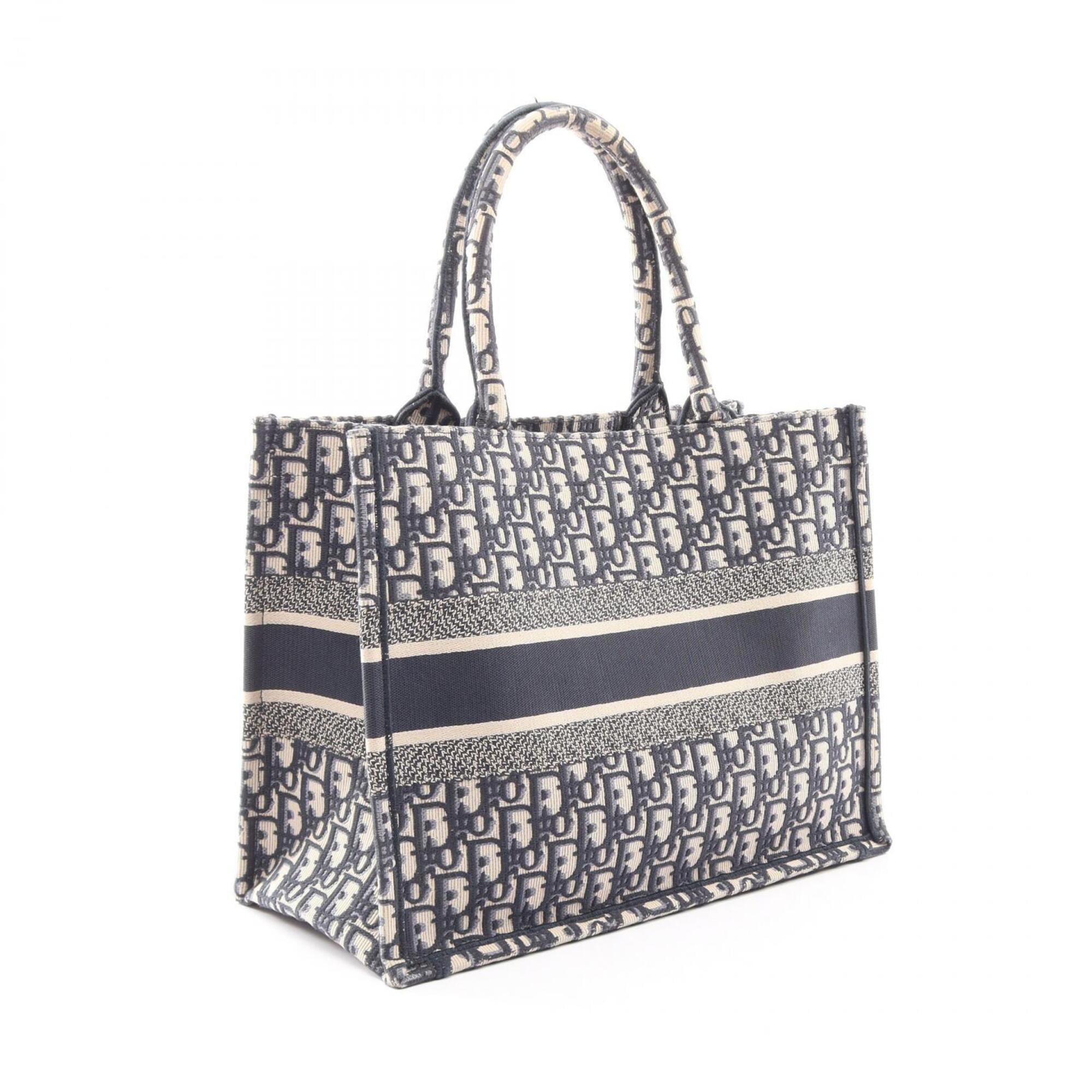 Christian Dior Beige Navy Canvas Handbag Tote Bag (Pre-Owned)