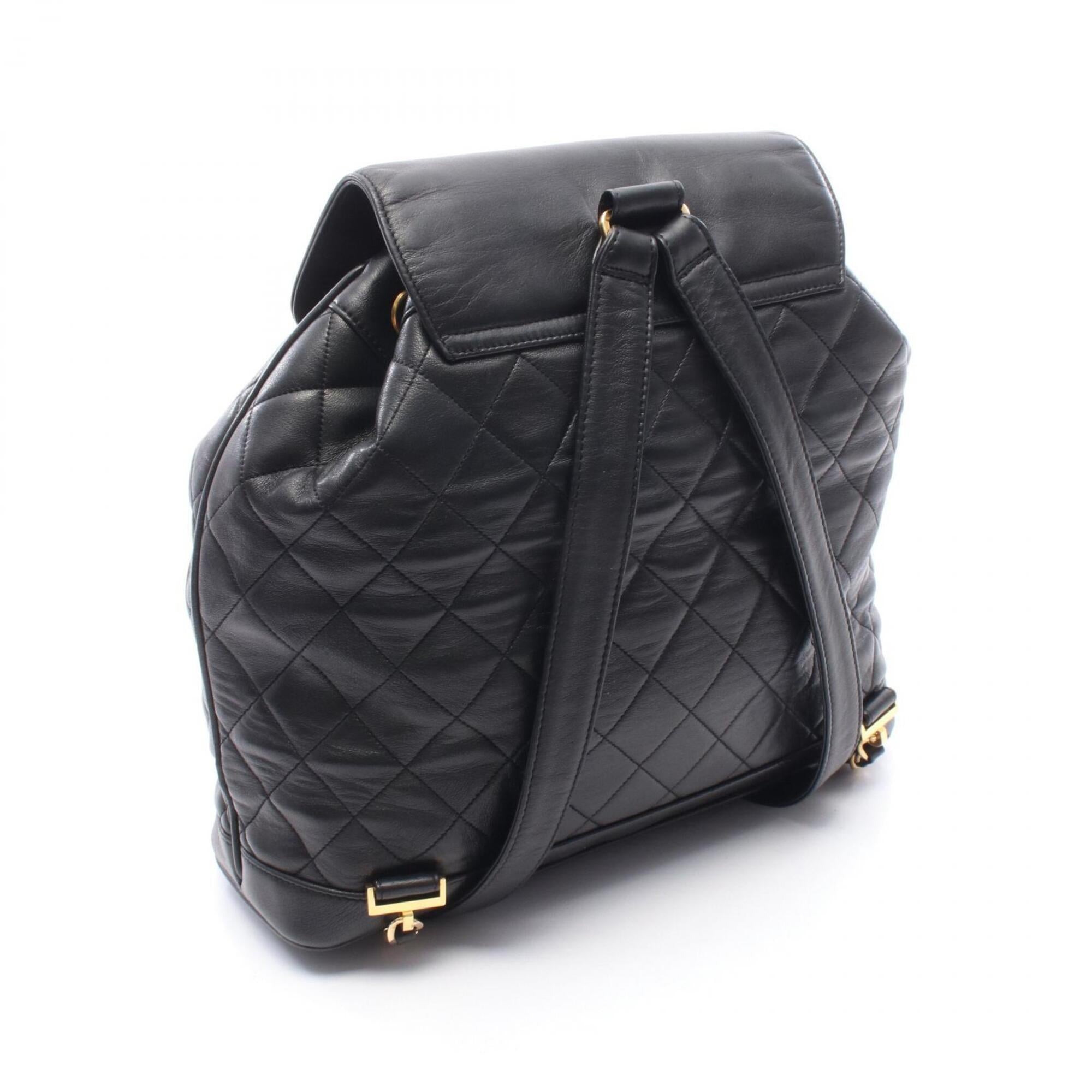 Chanel Black Leather Backpack Handbag (Pre-Owned)