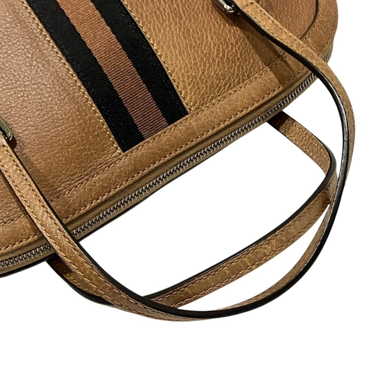 Gucci Sherry Line Brown Leather Handbag (Pre-Owned)