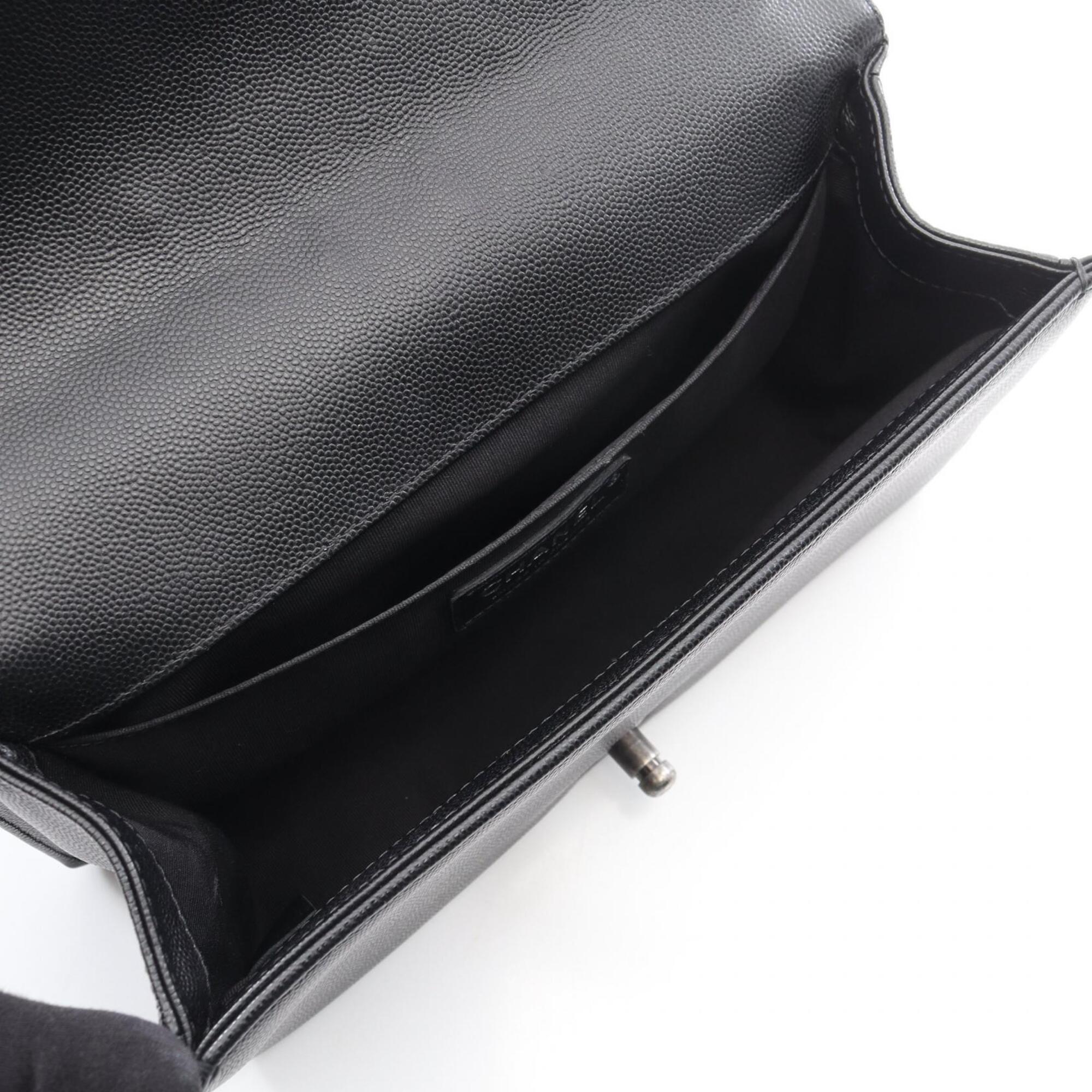 Chanel Black Grained Calfskin Handbag Shoulder Bag (Pre-Owned)