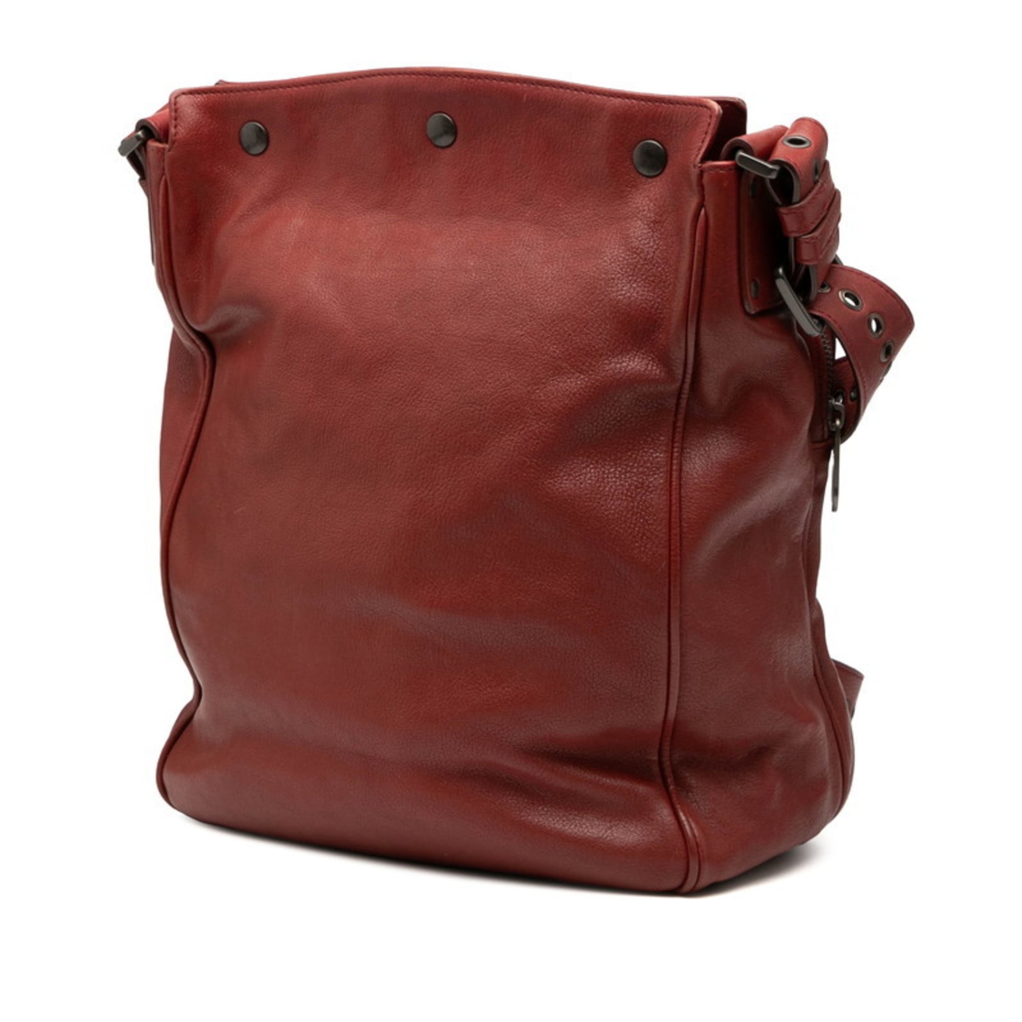 Bottega Veneta Red Color Leather Shoulder Bag (Pre-Owned)
