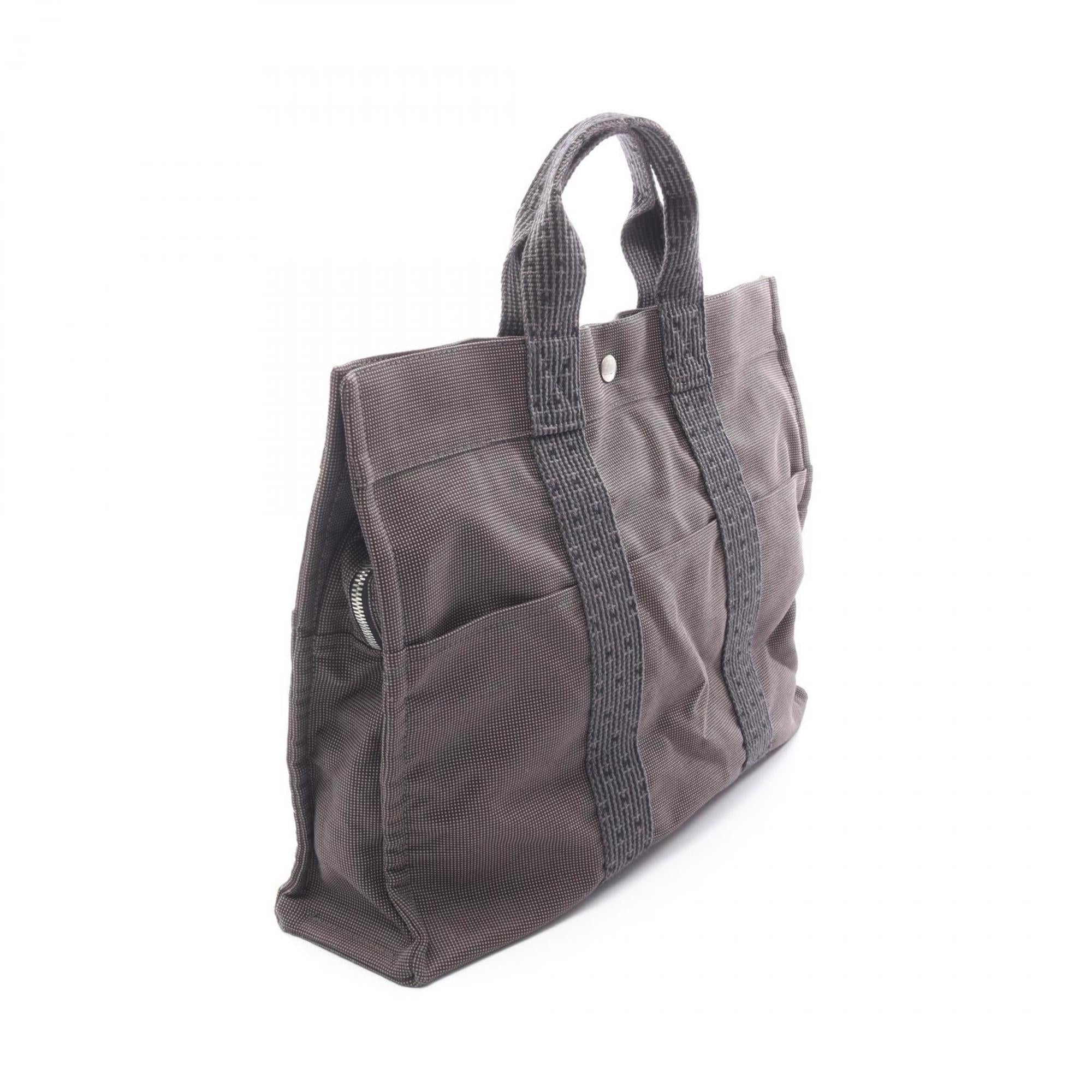 Hermes Gray Nylon Canvas Canvas Handbag Tote Bag (Pre-Owned)