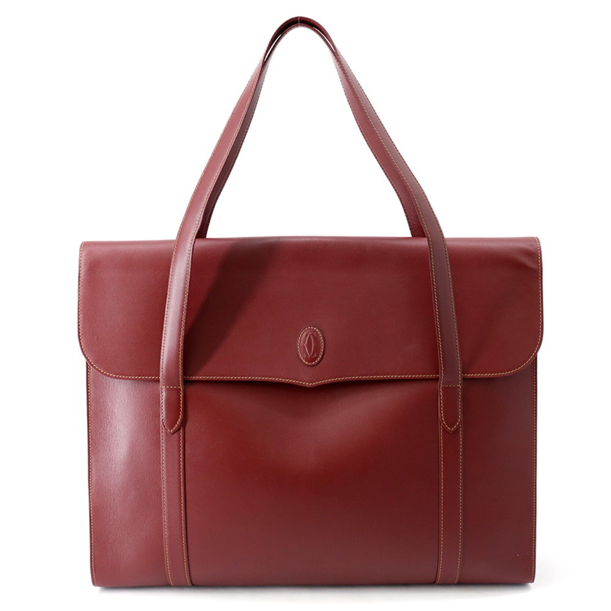Cartier Must Bordeaux Leather Handbag Tote Bag (Pre-Owned)