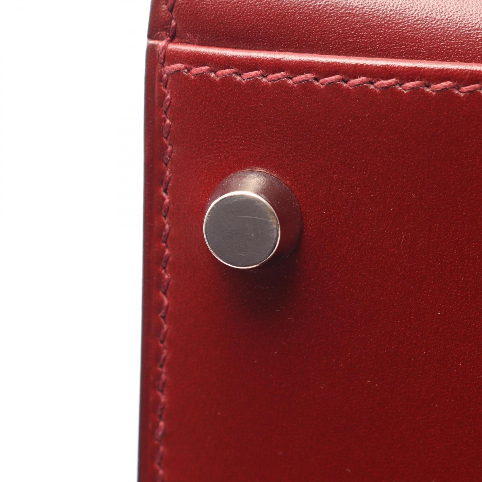 Hermes Bordeaux Box Calf Leather Handbag (Pre-Owned)