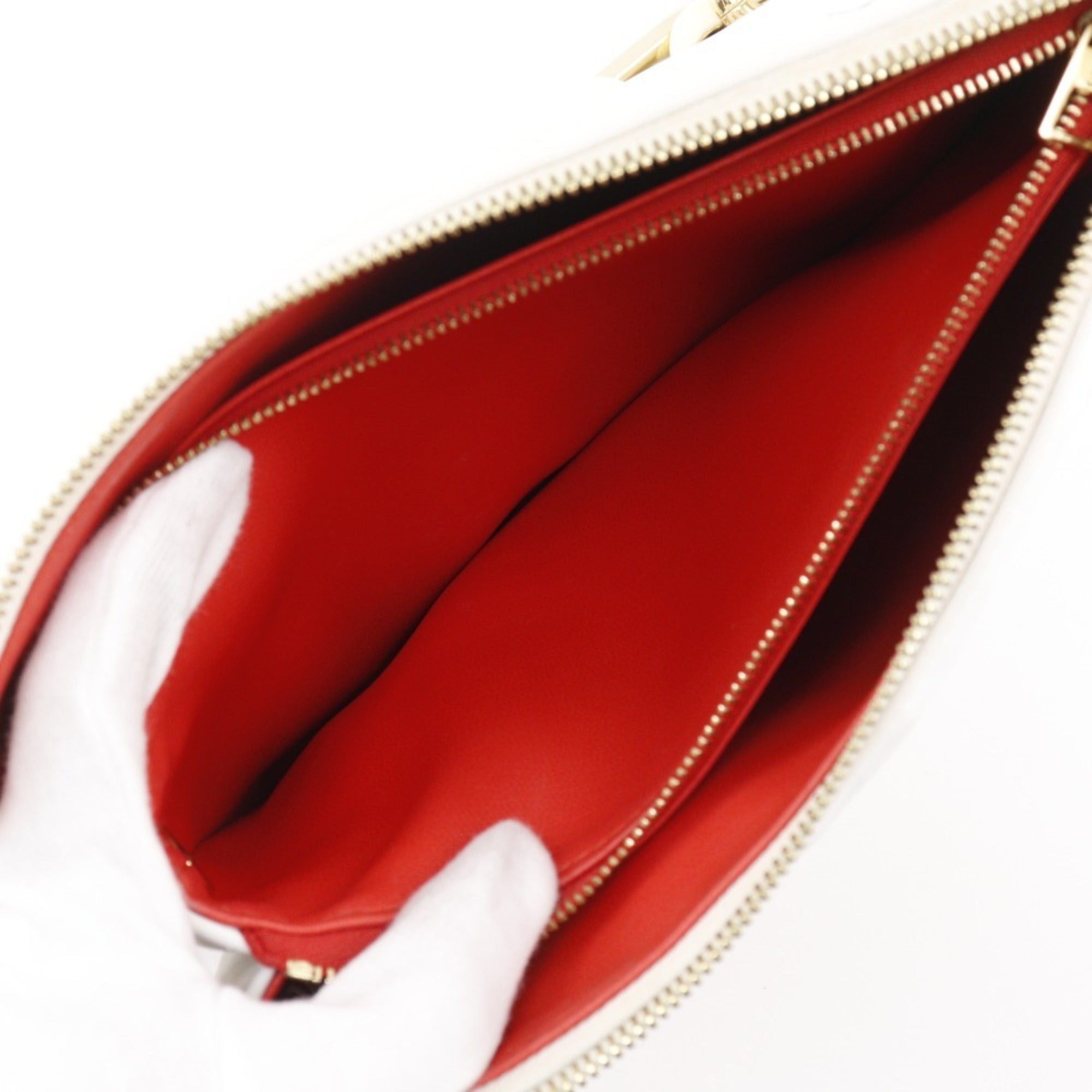 Louis Vuitton Navy Red Color White Leather Shoulder Bag (Pre-Owned)