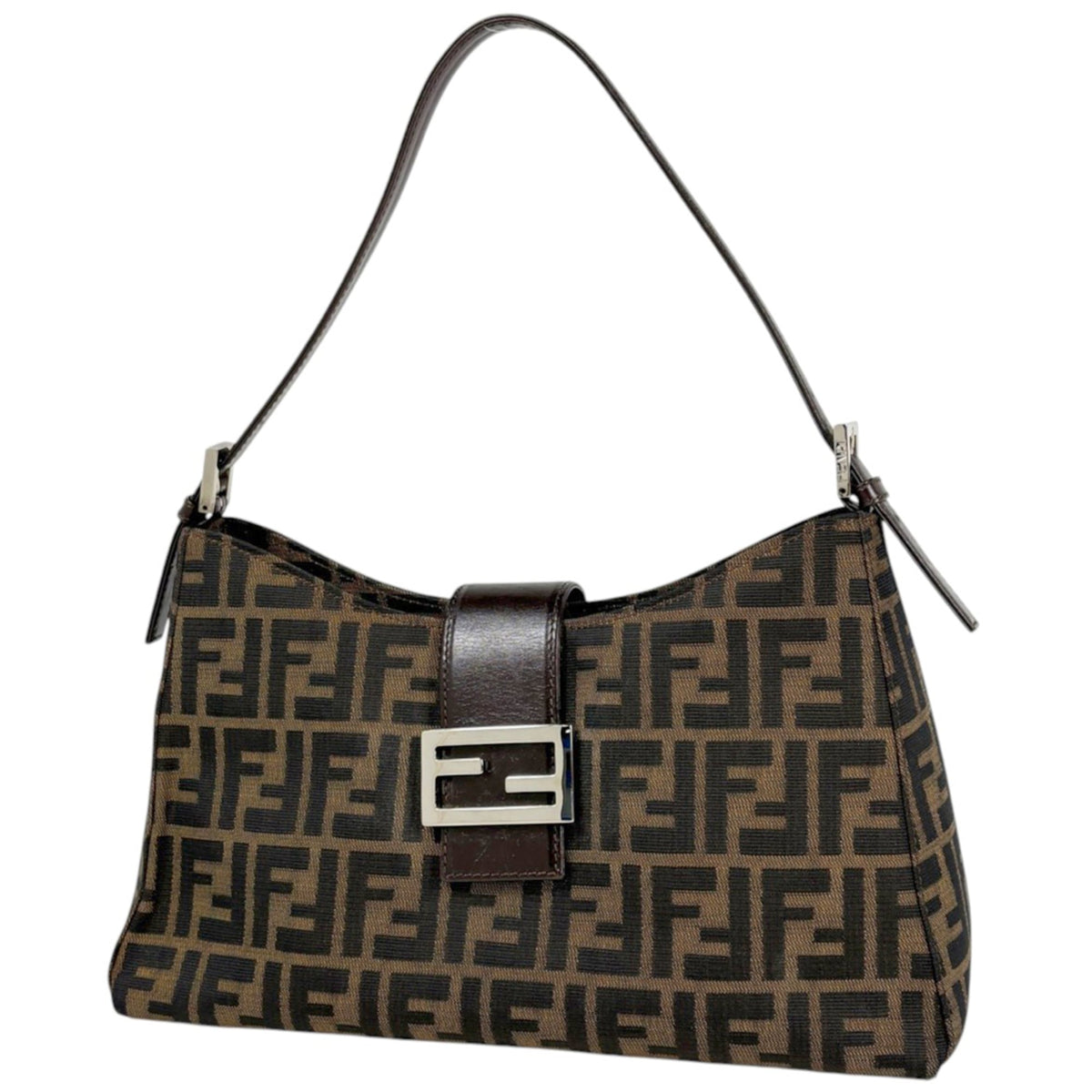 Fendi Brown Canvas Leather Shoulder Bag (Pre-Owned)