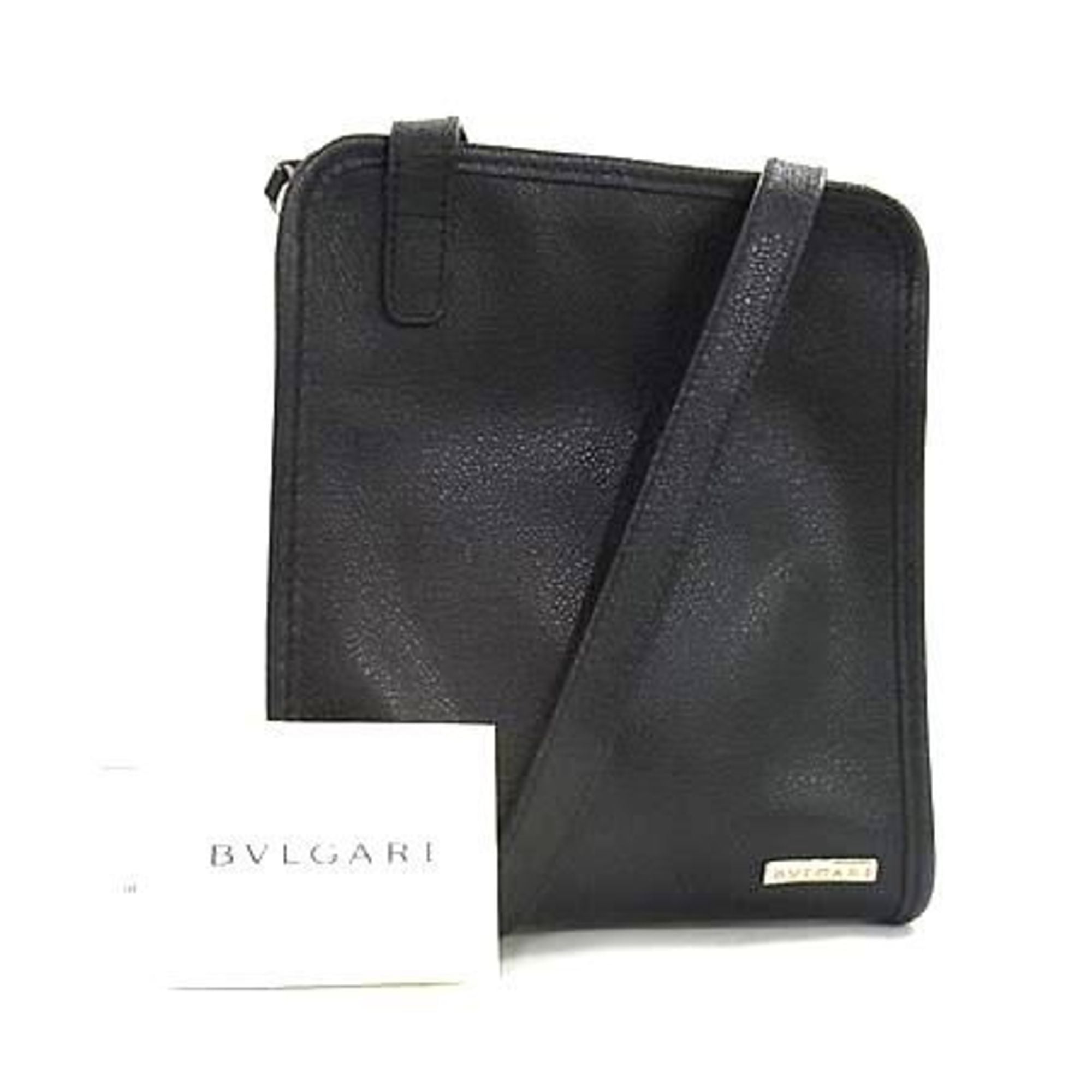 Bvlgari Black Leather Handbag Shoulder Bag Tote Bag (Pre-Owned)