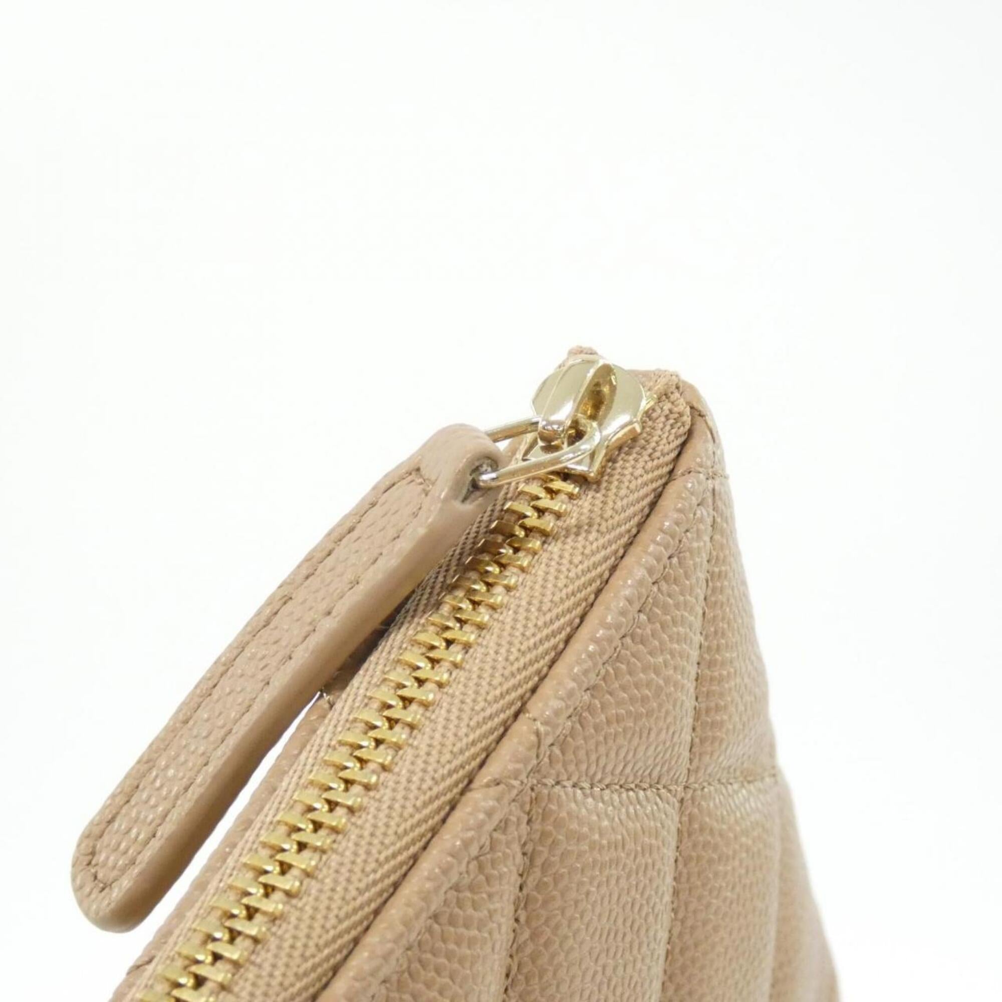 Chanel Beige Grained Calfskin Handbag Pouch (Pre-Owned)