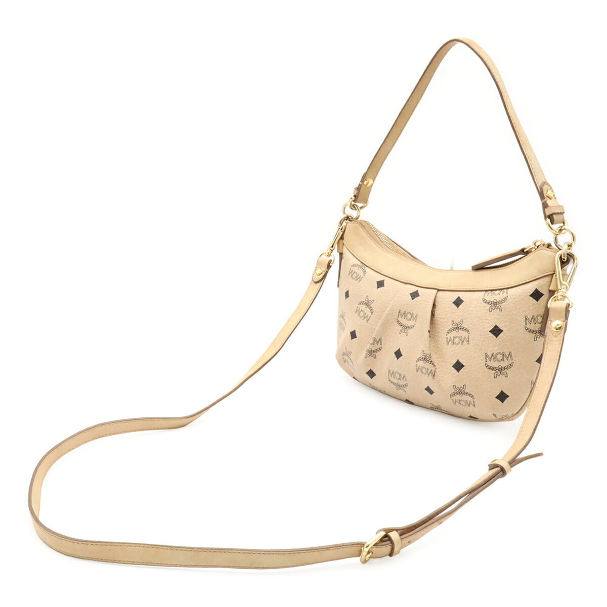 Mcm Beige Canvas Handbag Shoulder Bag (Pre-Owned)