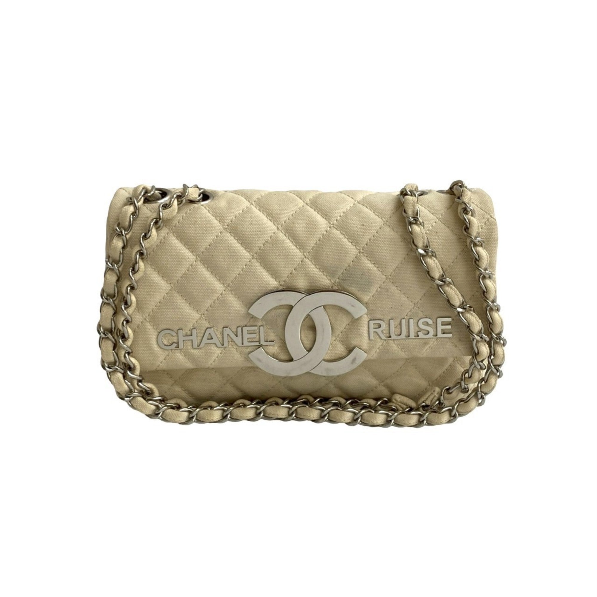 Chanel White Canvas Shoulder Bag (Pre-Owned)