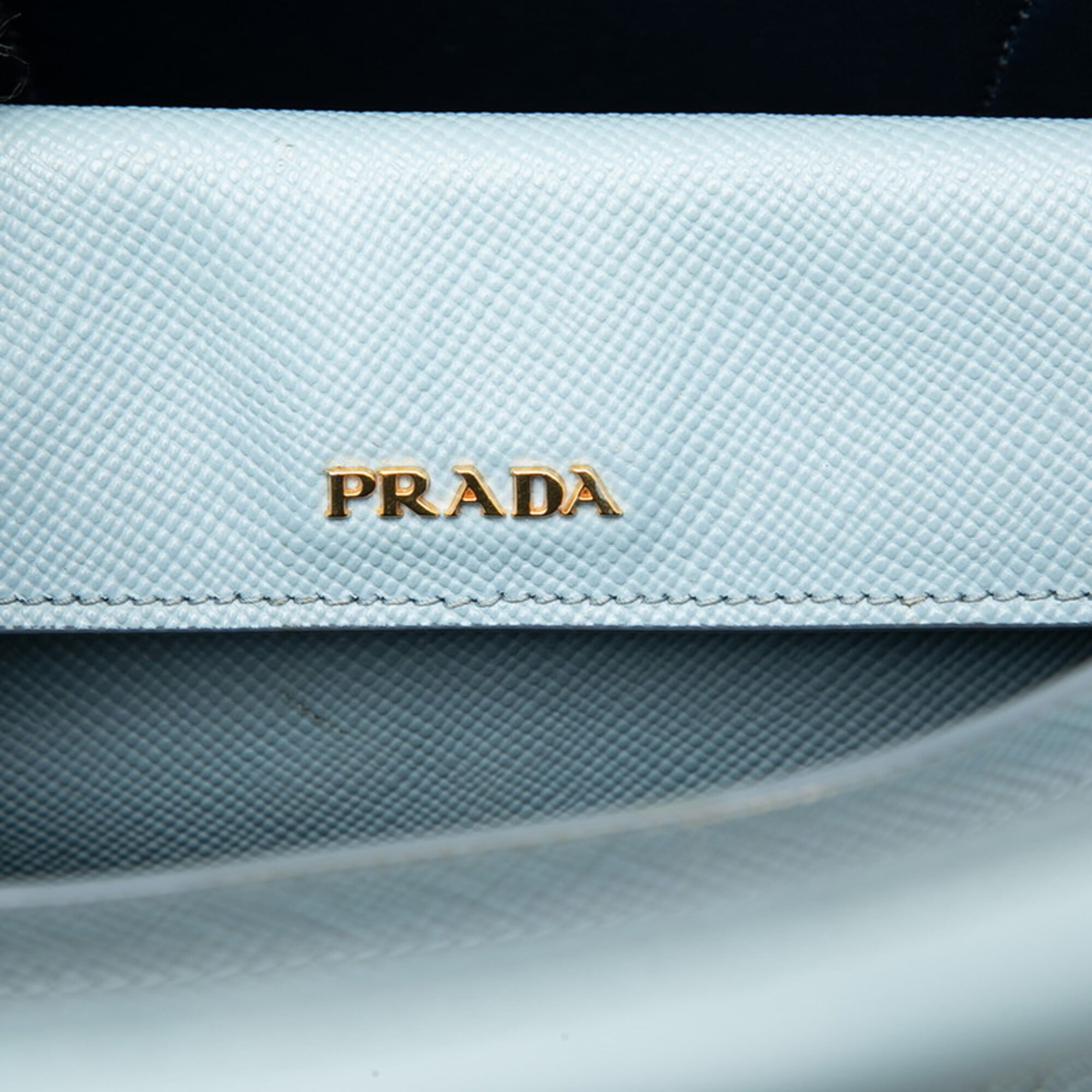 Prada Light Blue Saffiano Triangle Leather Handbag Shoulder Bag (Pre-Owned)