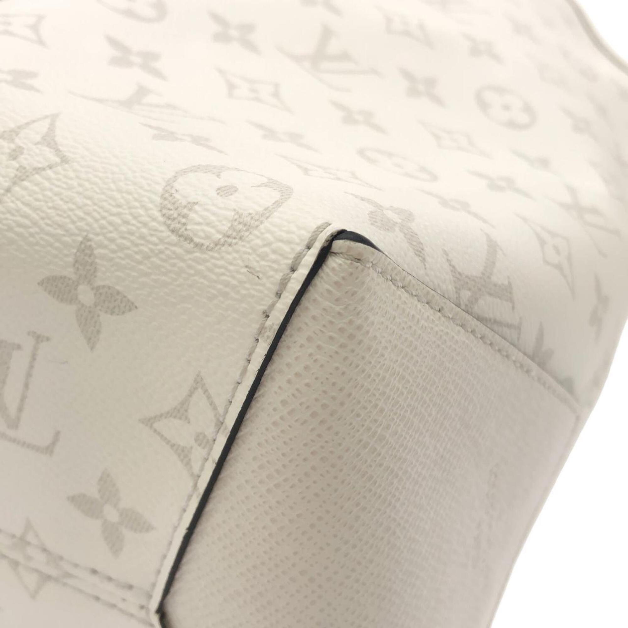 Louis Vuitton White Leather Coated Canvas Handbag Tote Bag (Pre-Owned)