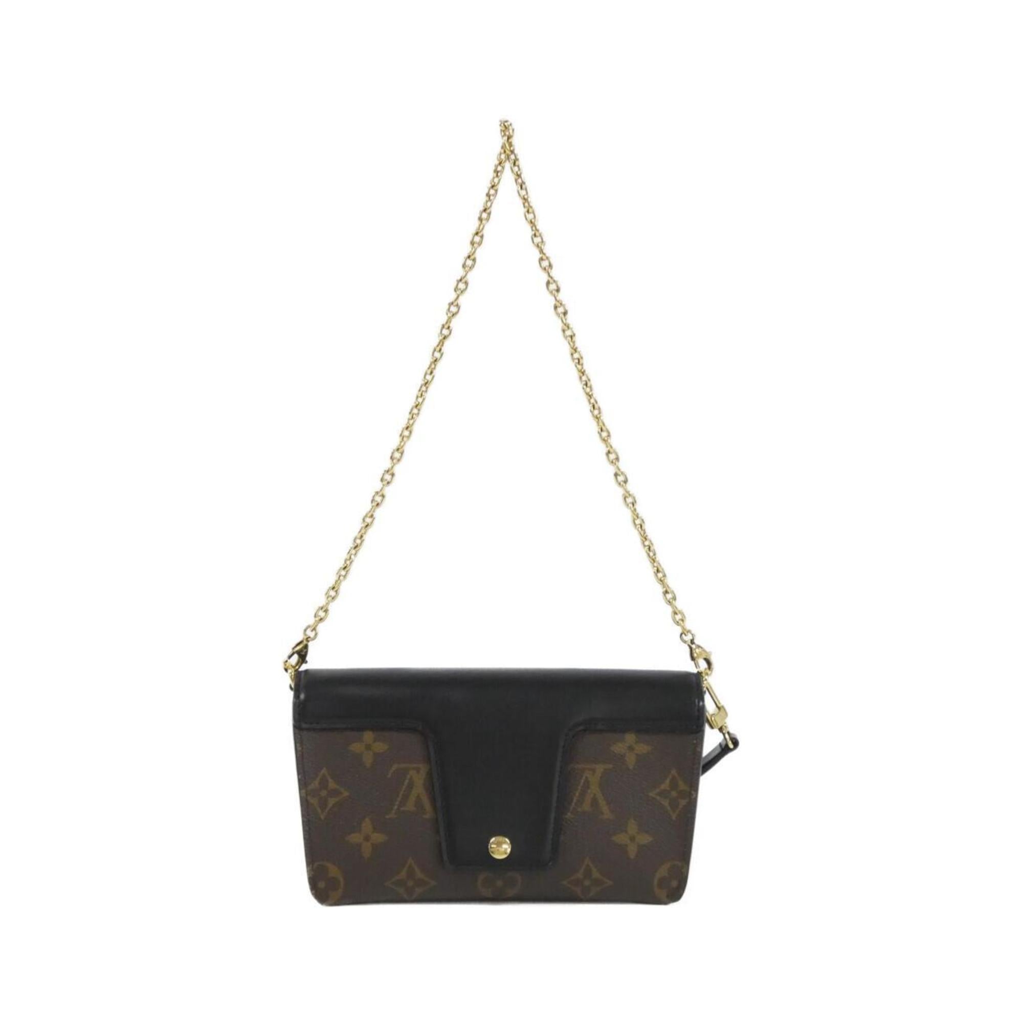 Louis Vuitton Black Brown Coated Canvas Leather Shoulder Bag (Pre-Owned)