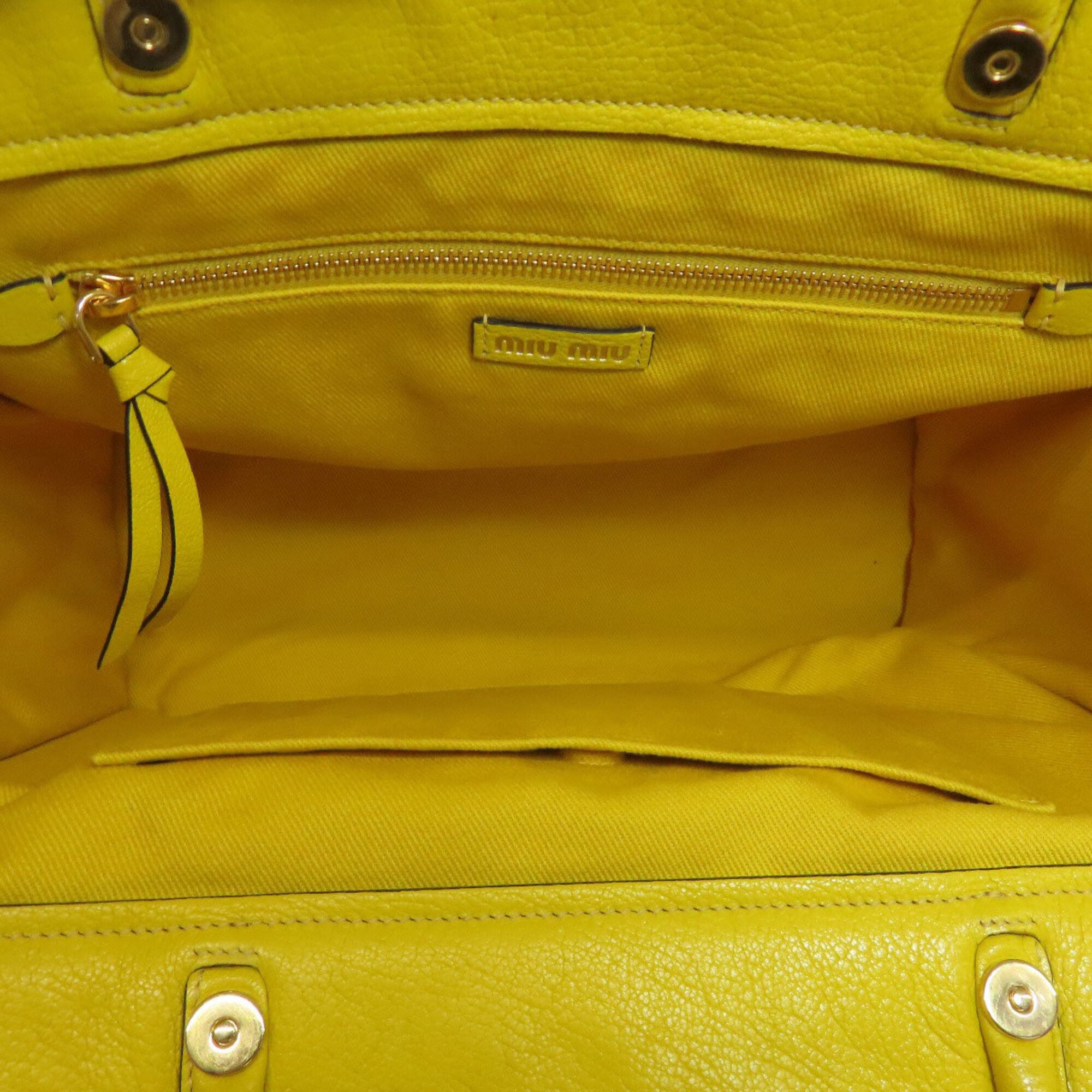 Miu Miu Green Yellow Canvas Tote Bag (Pre-Owned)