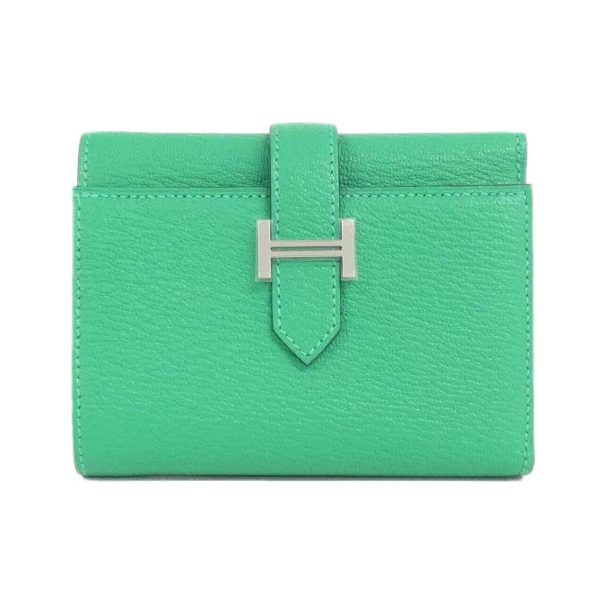 Hermes Green Mint Green Chevre Leather Wallet (Tri-Fold) (Pre-Owned)