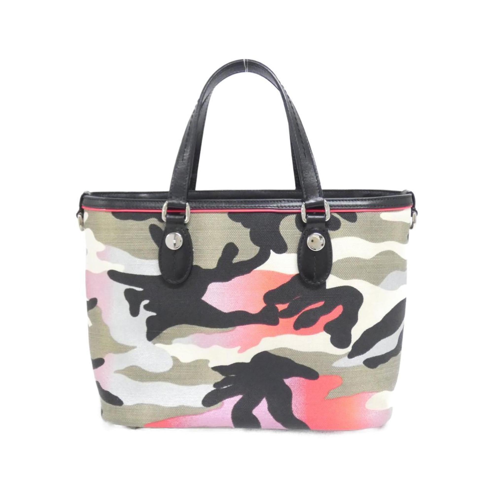 Christian Dior Black Multi-Color Pink Canvas Handbag (Pre-Owned)