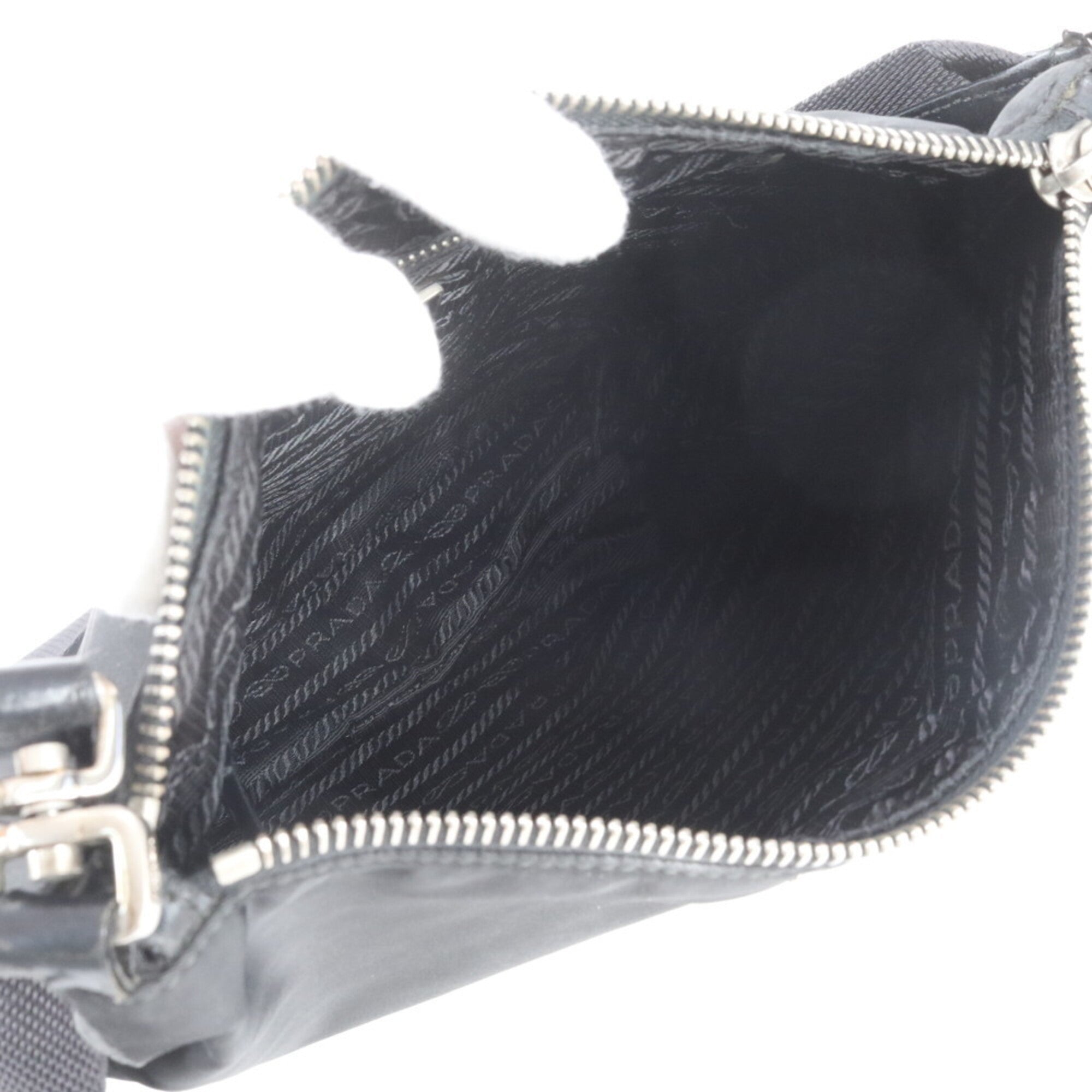 Prada Black Nylon Leather Handbag Shoulder Bag Tote Bag (Pre-Owned)