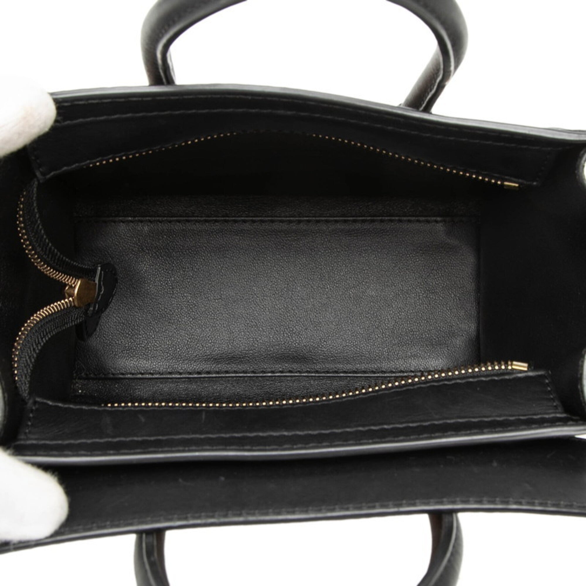 Celine Beige Black White Leather Handbag Shoulder Bag (Pre-Owned)