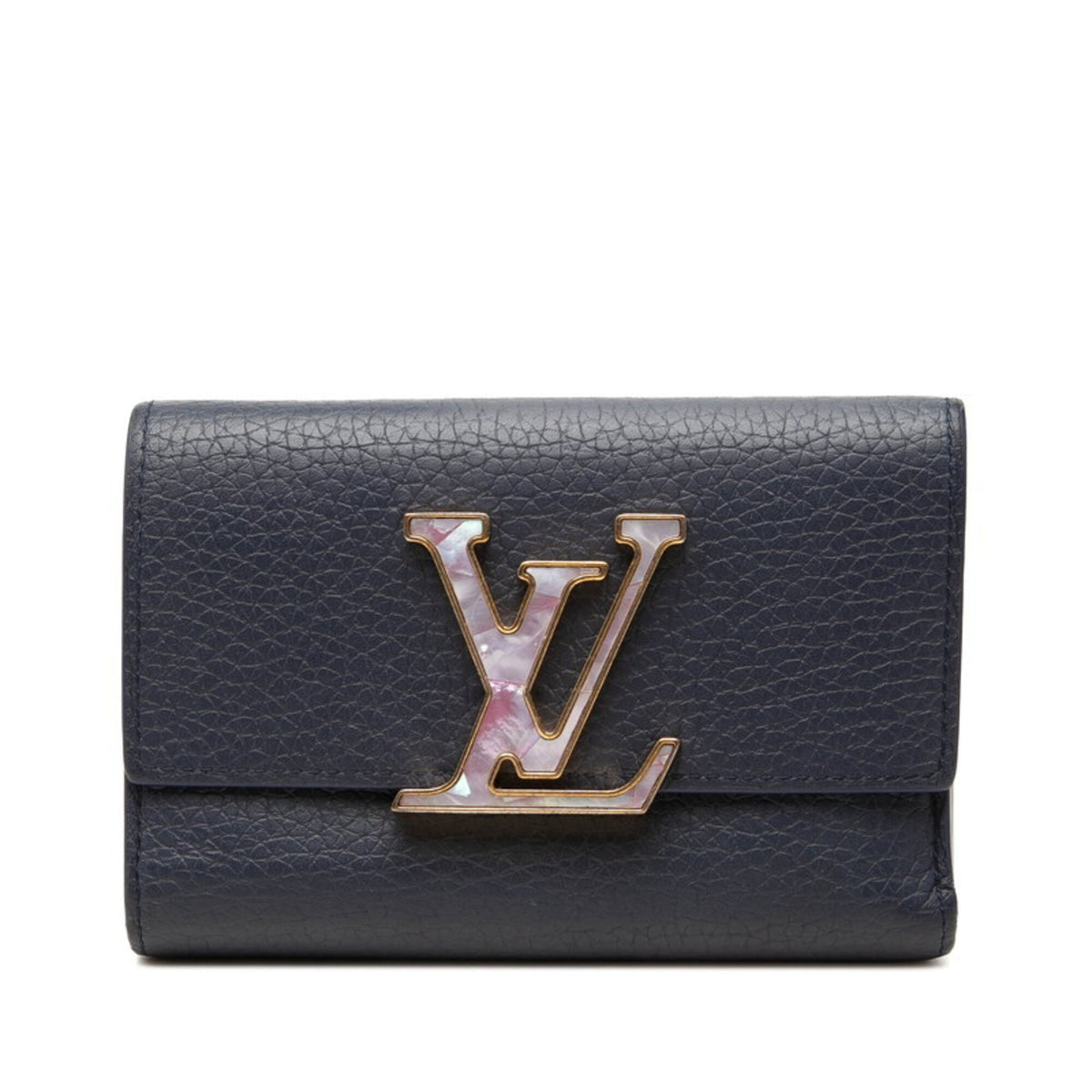 Louis Vuitton Navy Leather Wallet (Tri-Fold) (Pre-Owned)