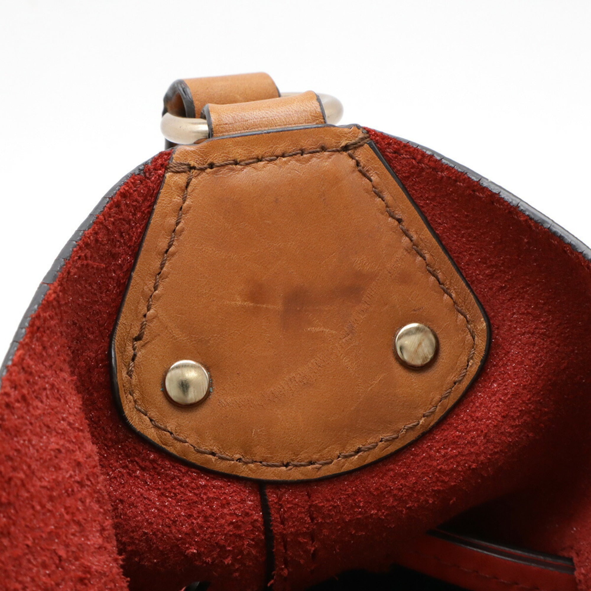 Burberry Brown Red Color Suede Canvas Leather Shoulder Bag (Pre-Owned)