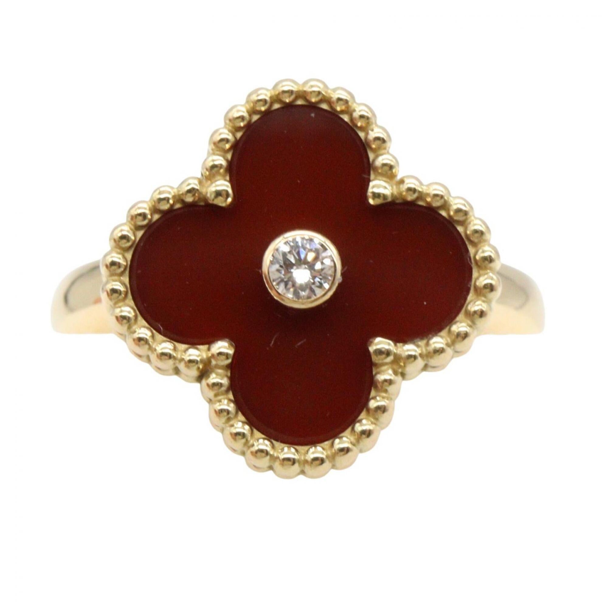 Van Cleef & Arpels Clear Red Color Yellow Gold Yellow Gold (18K) Band Ring (Pre-Owned)