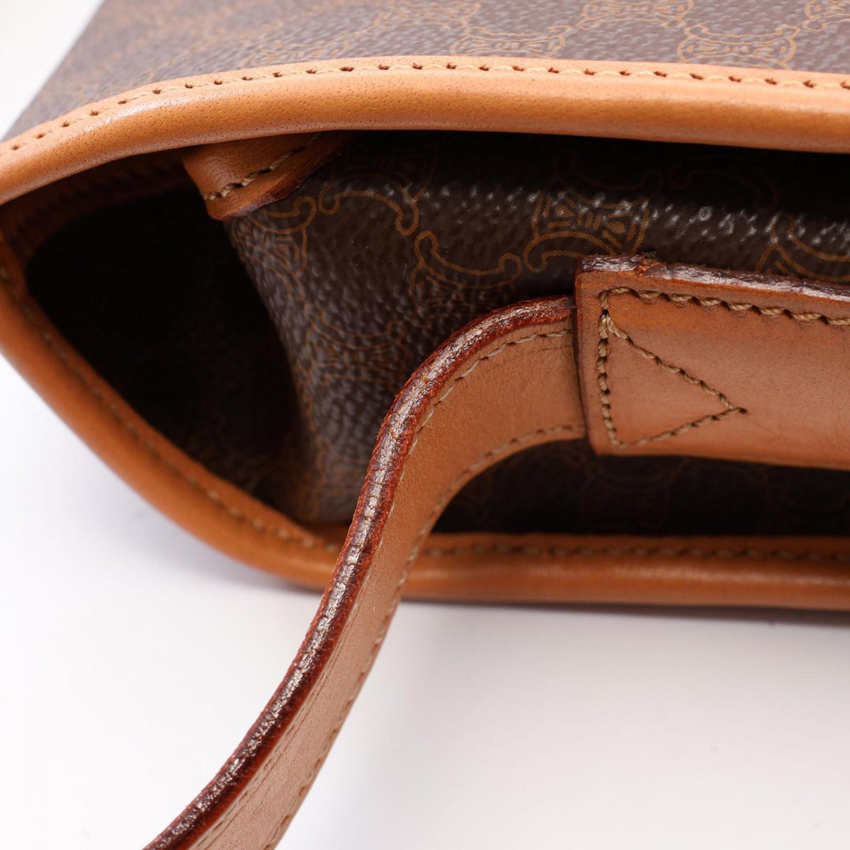 Celine Brown Coated Canvas Leather Handbag Shoulder Bag (Pre-Owned)