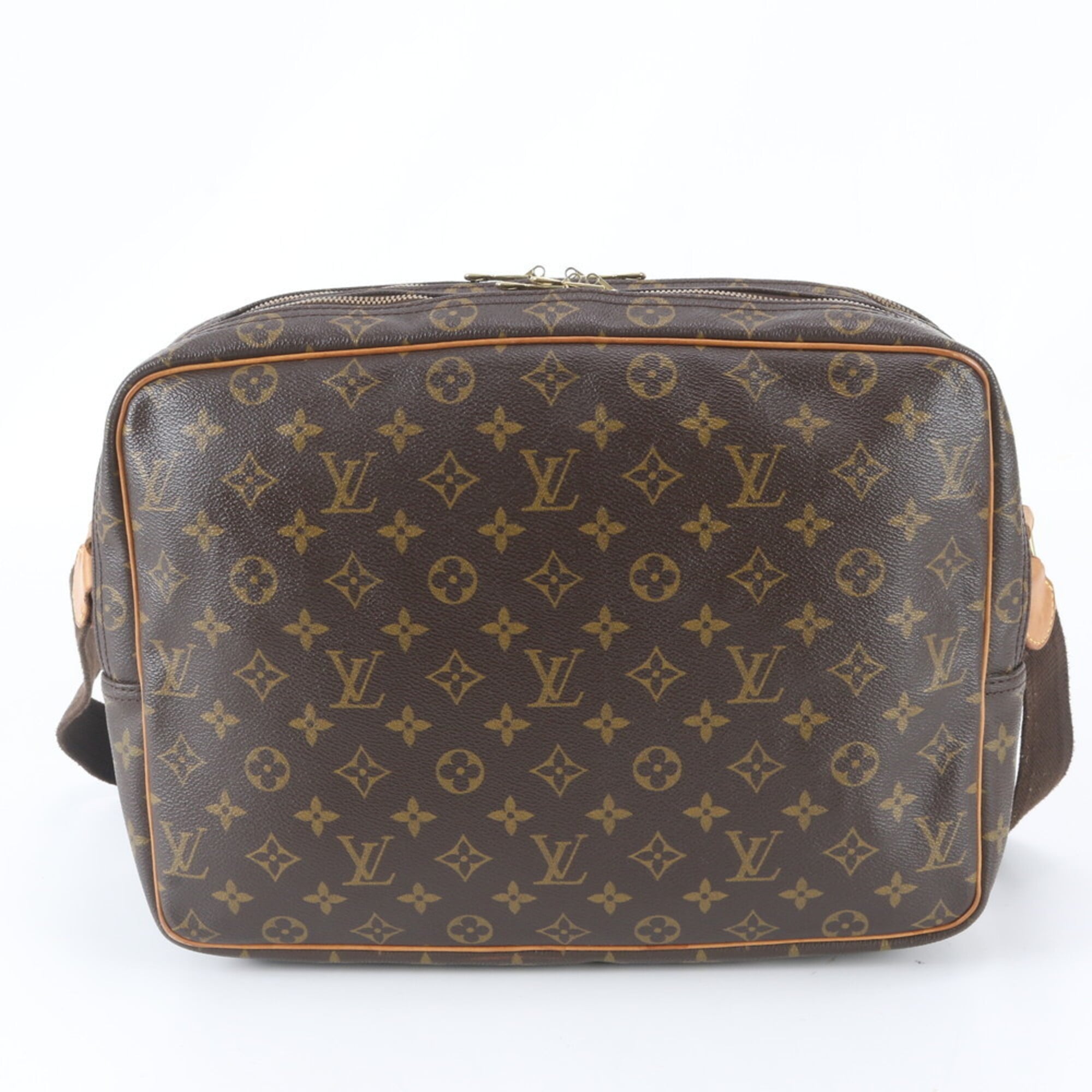 Louis Vuitton Brown Leather Coated Canvas Messenger Bag Shoulder Bag (Pre-Owned)
