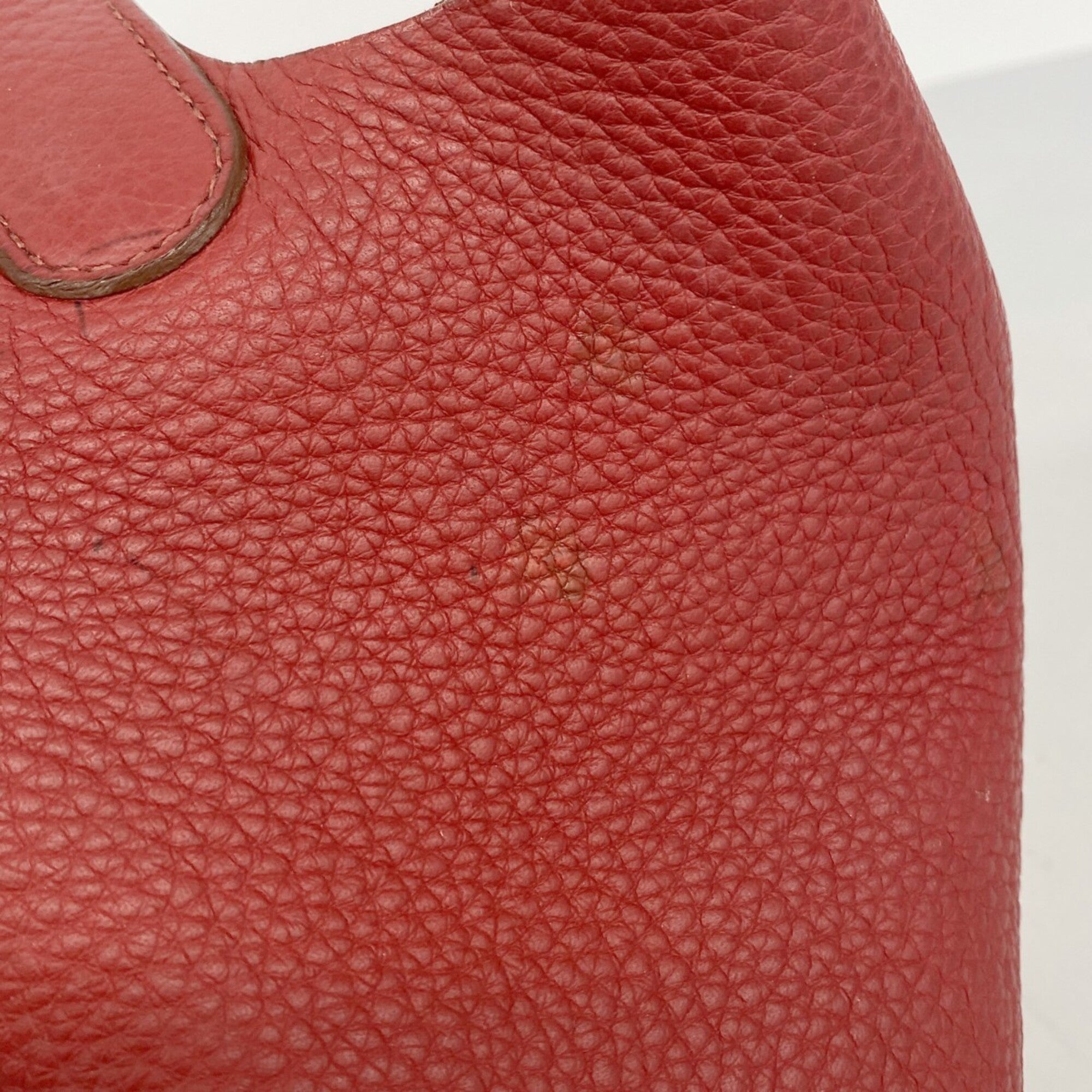 Hermes Rouge Casaque Taurillon Clemence Leather Handbag (Pre-Owned)