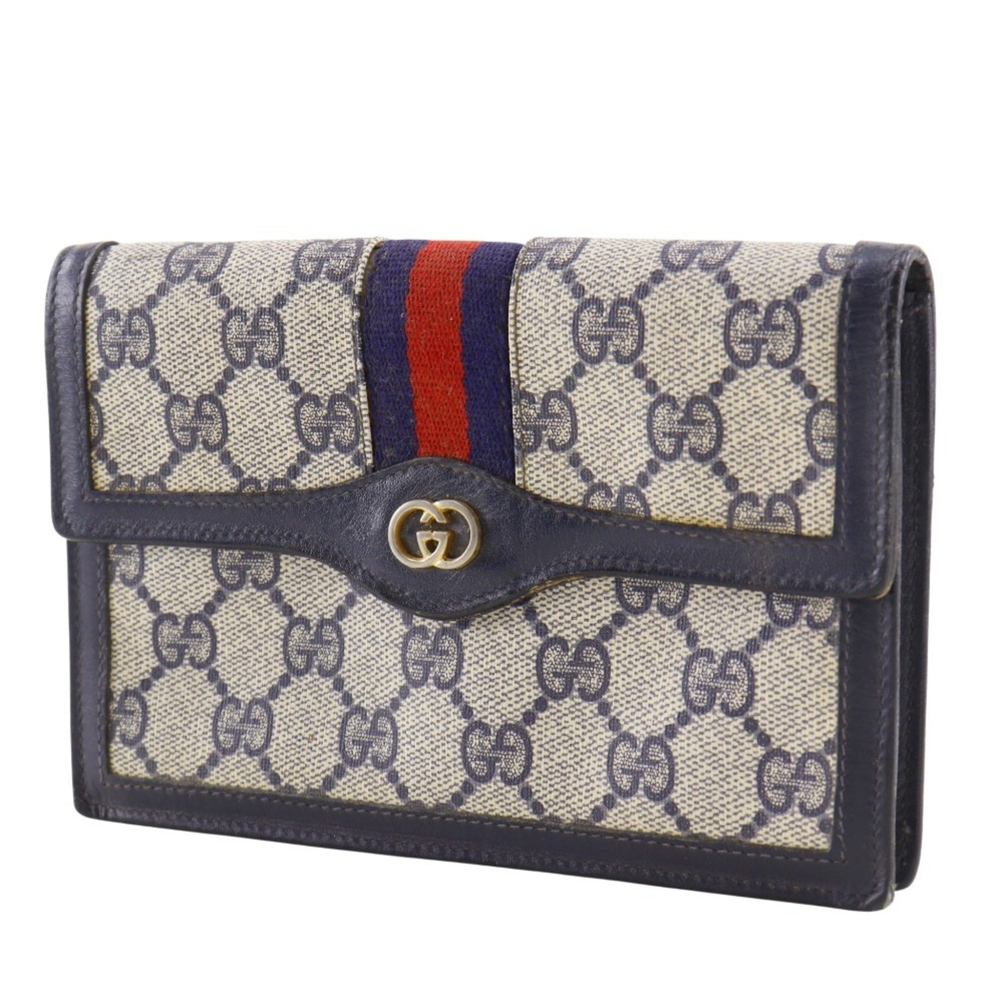 Gucci Navy Gg Supreme Pouch (Pre-Owned)