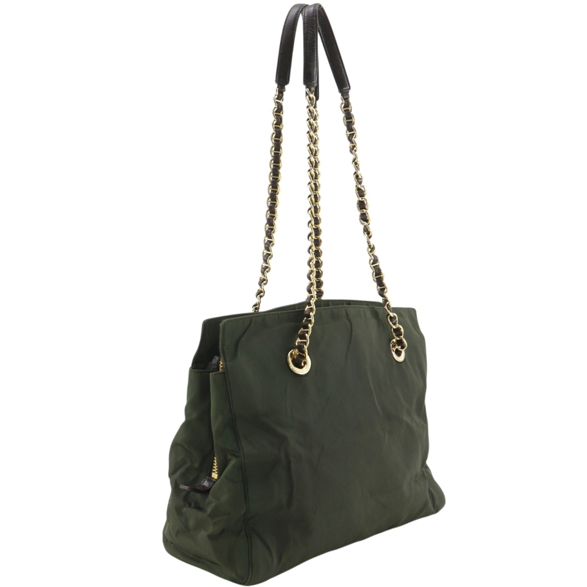 Prada Khaki Nylon Tote Bag (Pre-Owned)