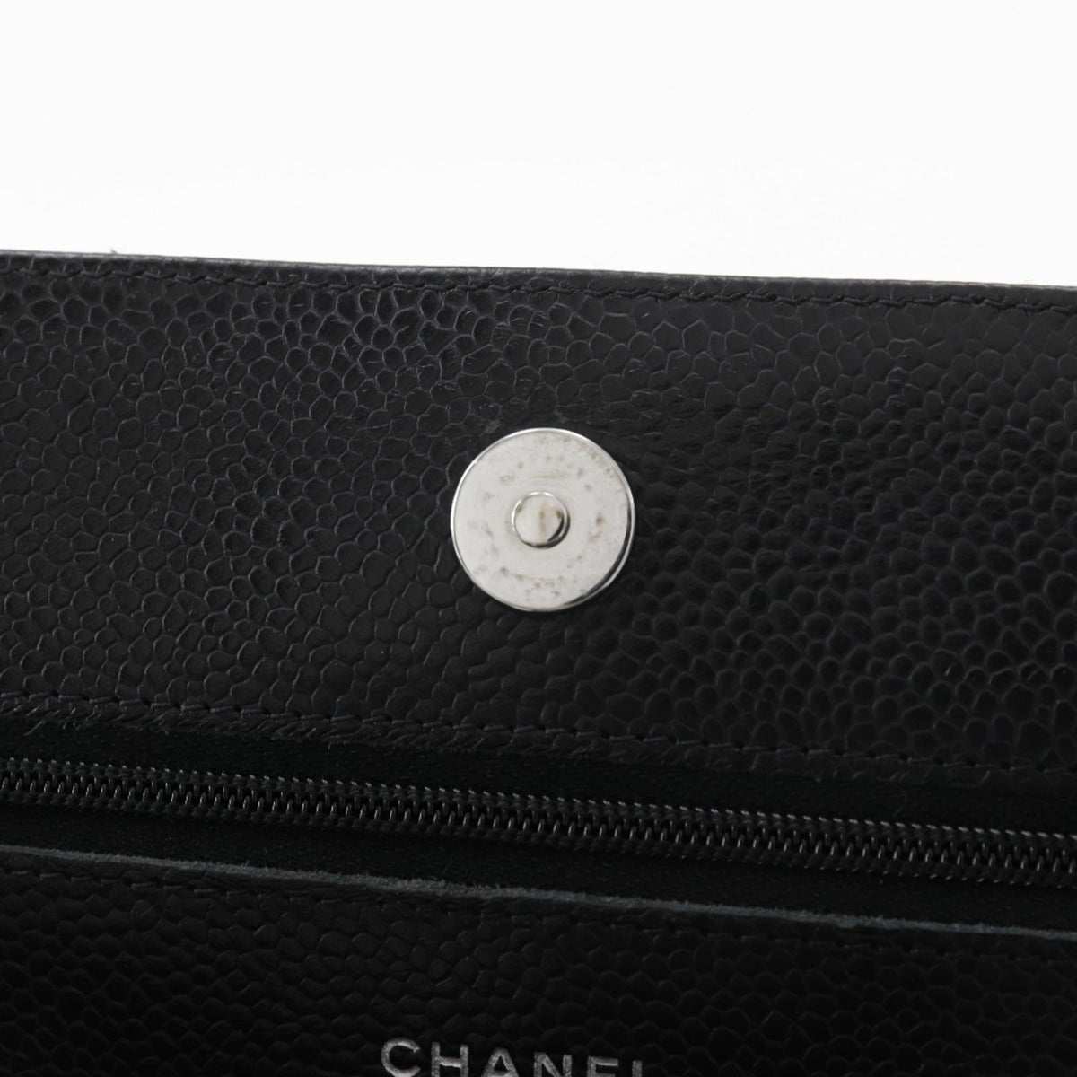 Chanel Black Grained Calfskin Chain/Shoulder Wallet (Pre-Owned)