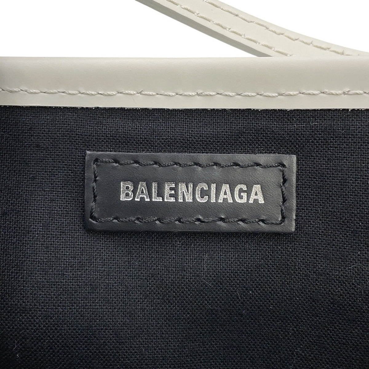 Balenciaga White Canvas Leather Handbag Pouch (Pre-Owned)