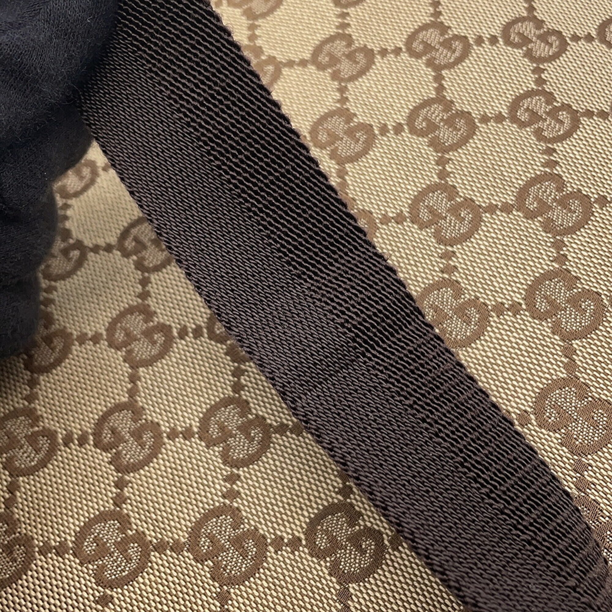 Gucci Beige Brown Gg Canvas Leather Shoulder Bag (Pre-Owned)
