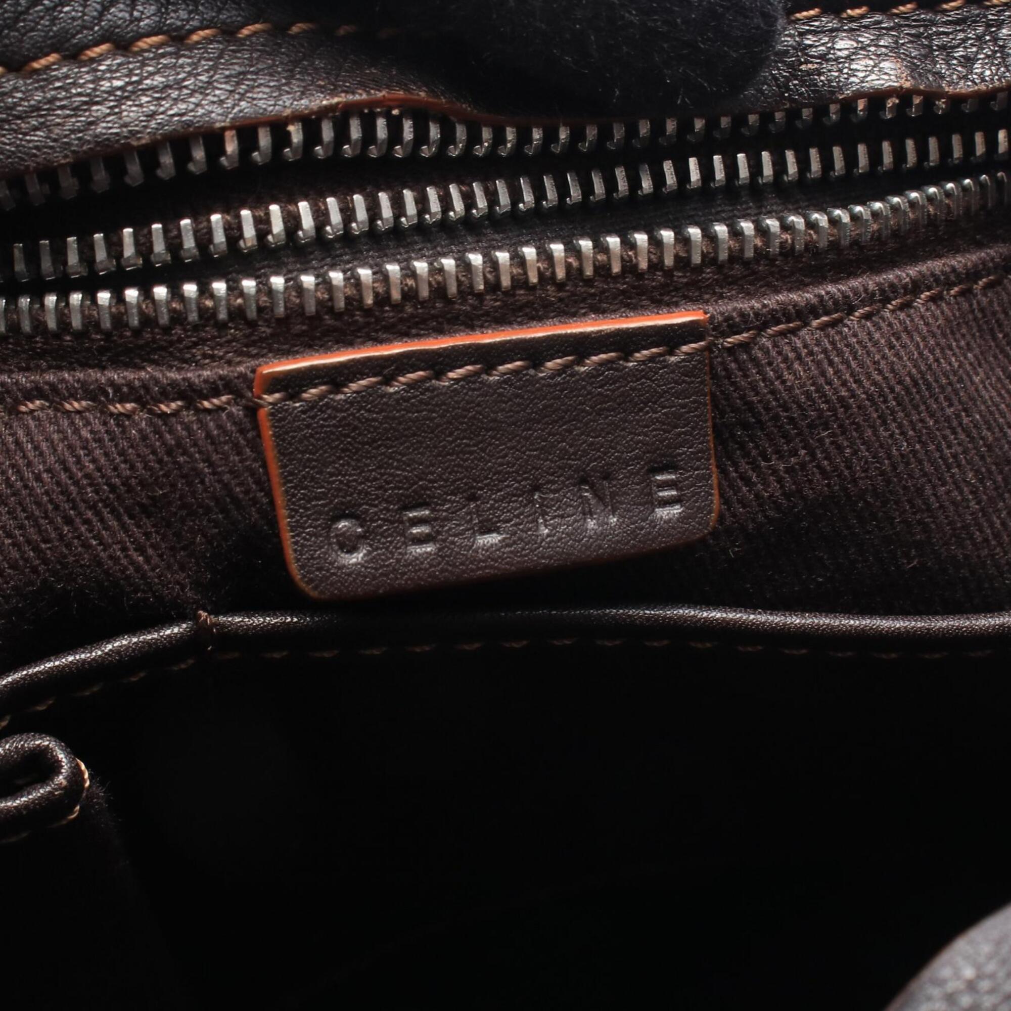 Celine Brown Canvas Leather Shoulder Bag (Pre-Owned)