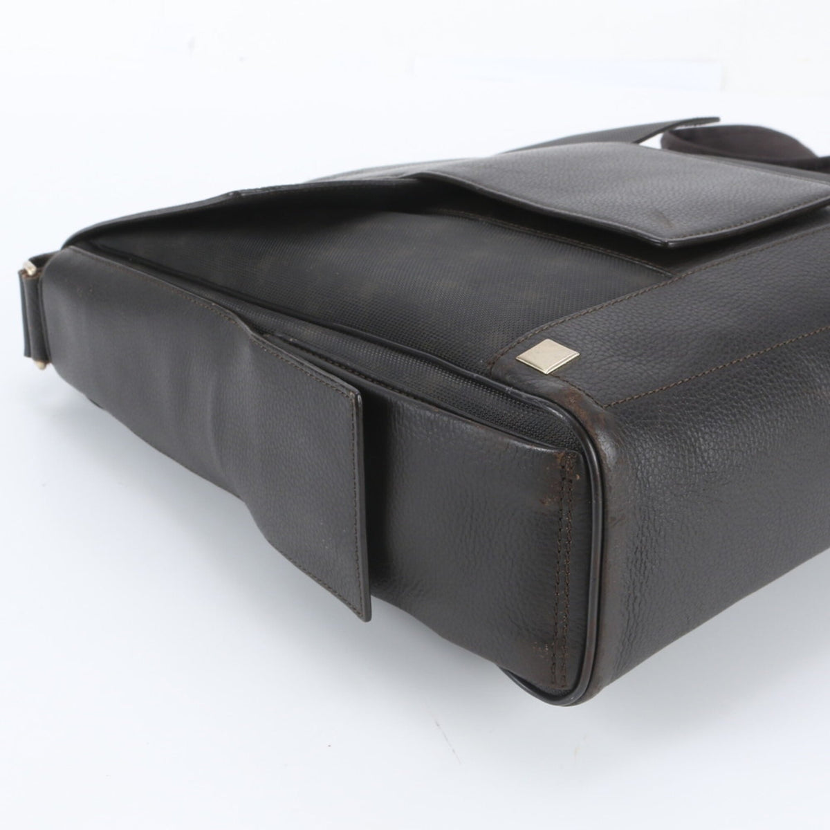 Dunhill Brown Leather Coated Canvas Messenger Bag Shoulder Bag Tote Bag (Pre-Owned)