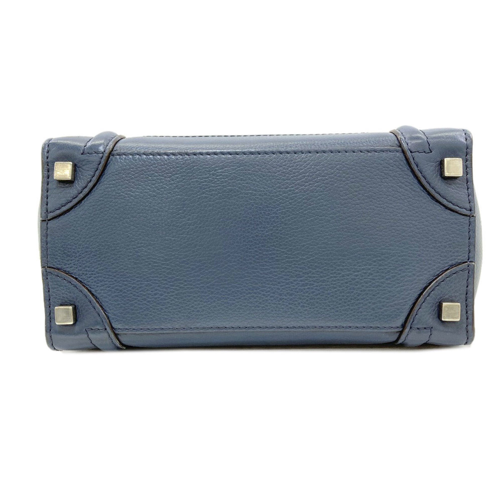 Celine Luggage Blue Leather Tote Bag (Pre-Owned)
