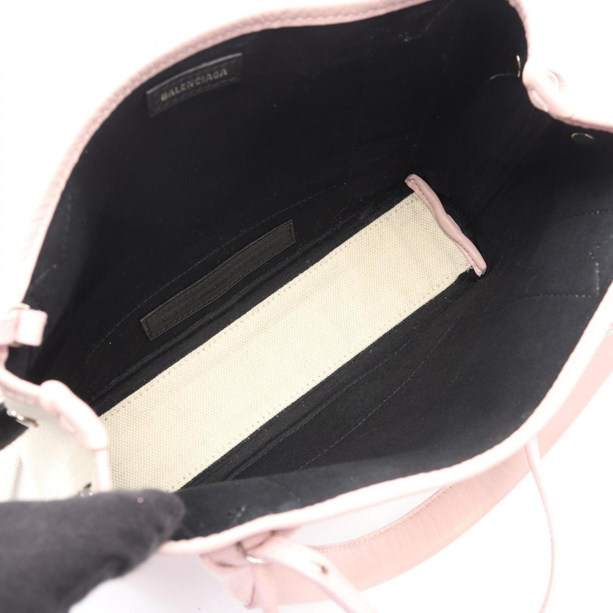 Balenciaga Ivory Pink Canvas Leather Handbag Pouch (Pre-Owned)