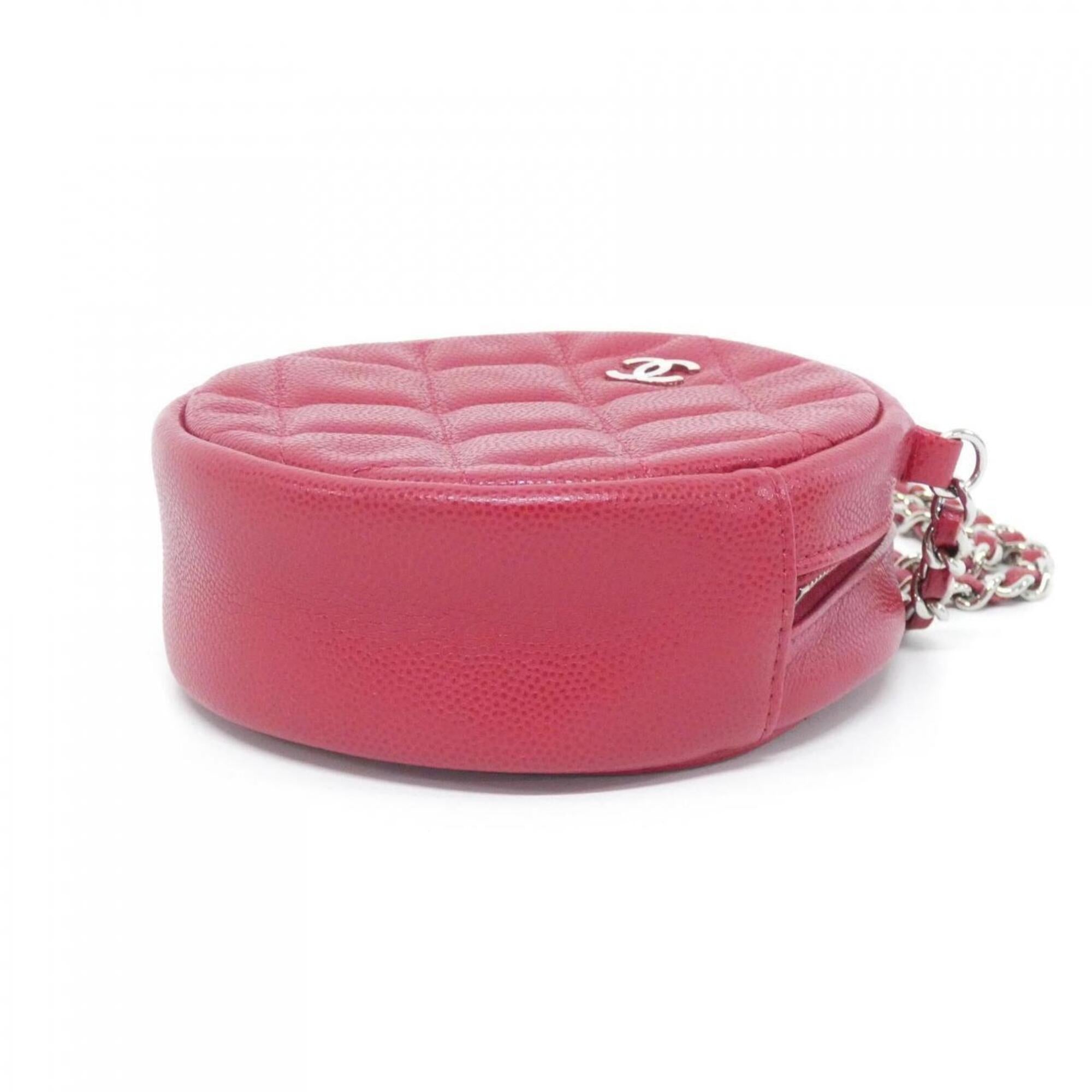 Chanel Red Color Grained Calfskin Shoulder Bag (Pre-Owned)