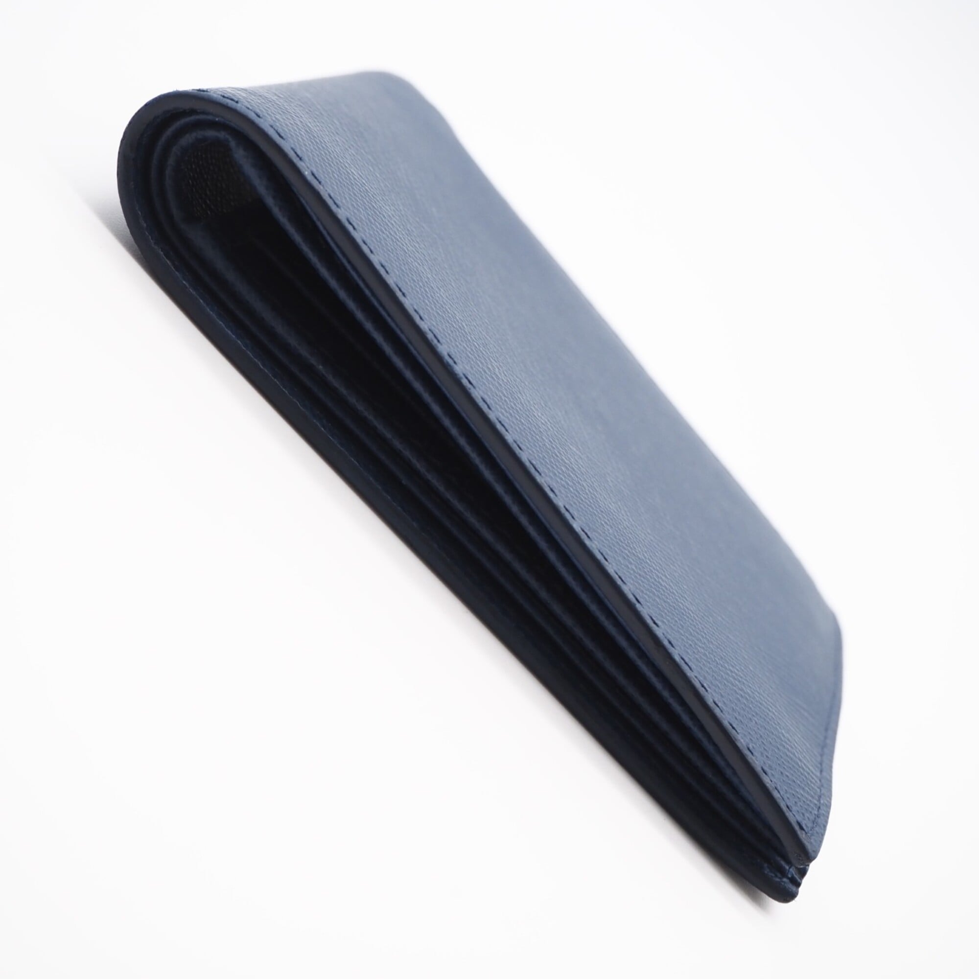 Prada Saffiano Blue Leather Bill Wallet (Bi-Fold) (Pre-Owned)