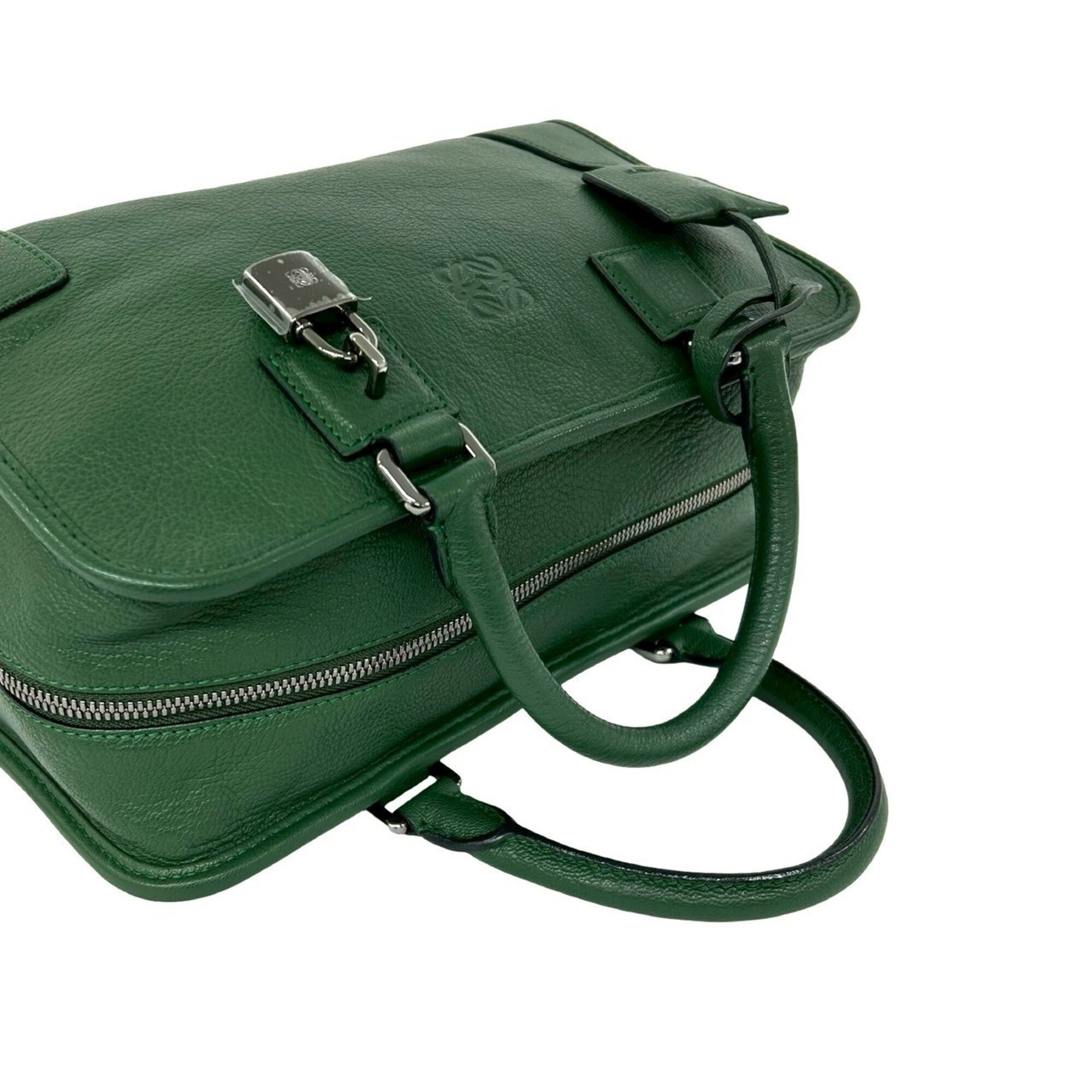 Loewe Green Leather Boston Bag Handbag (Pre-Owned)