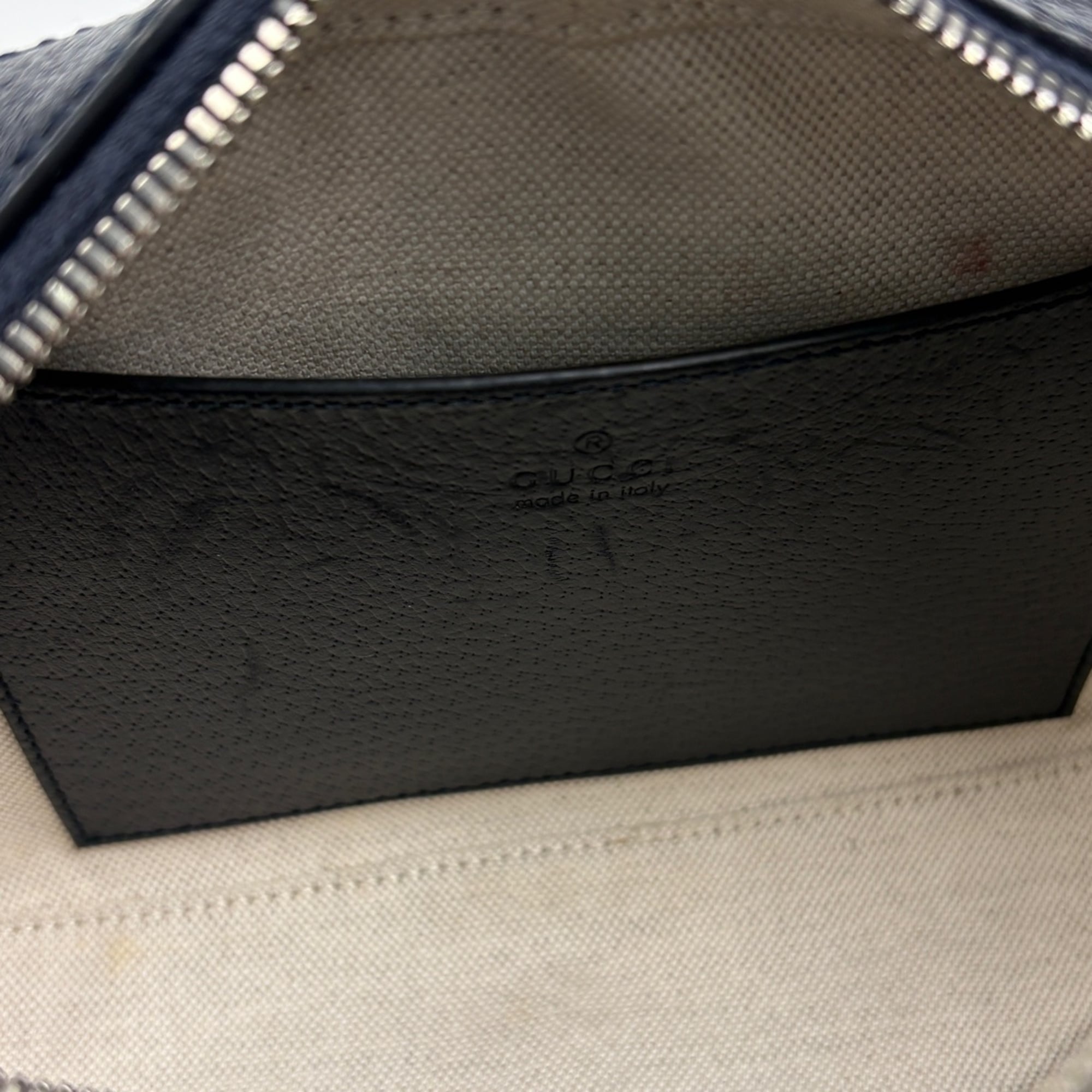 Gucci Sherry Line Navy Gg Supreme Leather Shoulder Bag (Pre-Owned)