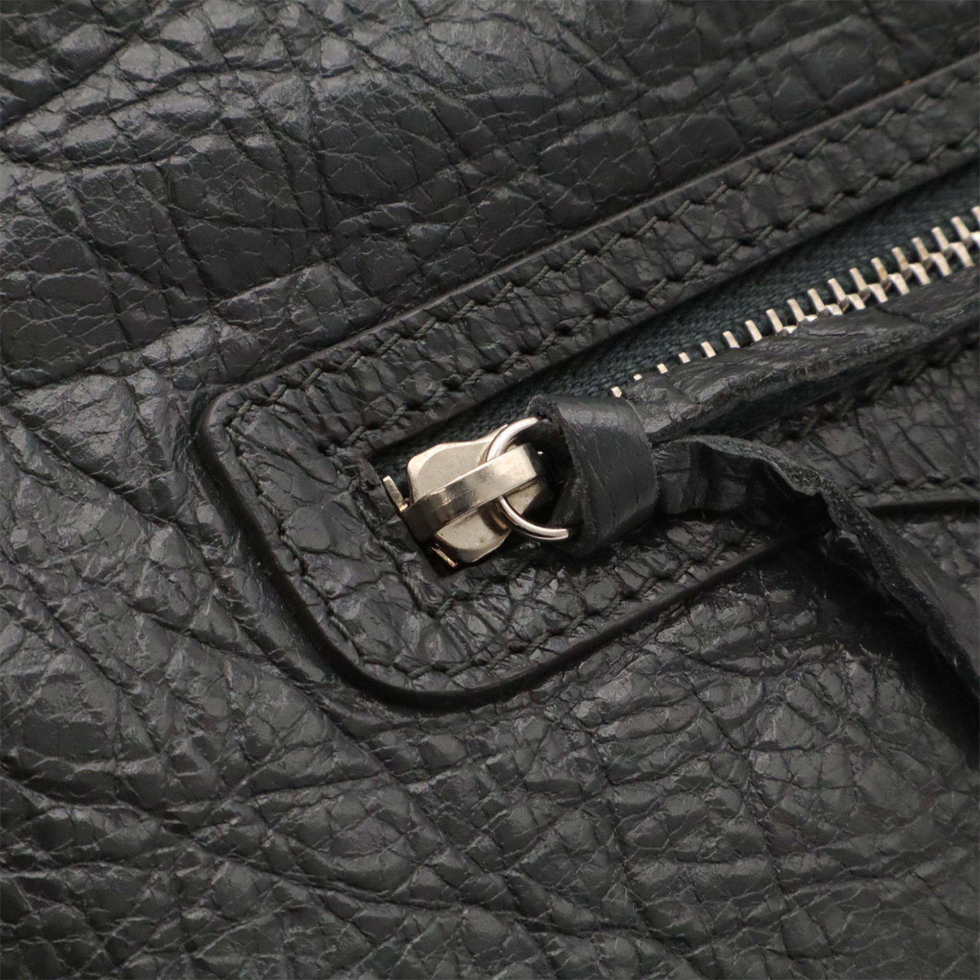 Balenciaga Dark Gray Leather Handbag Pouch (Pre-Owned)
