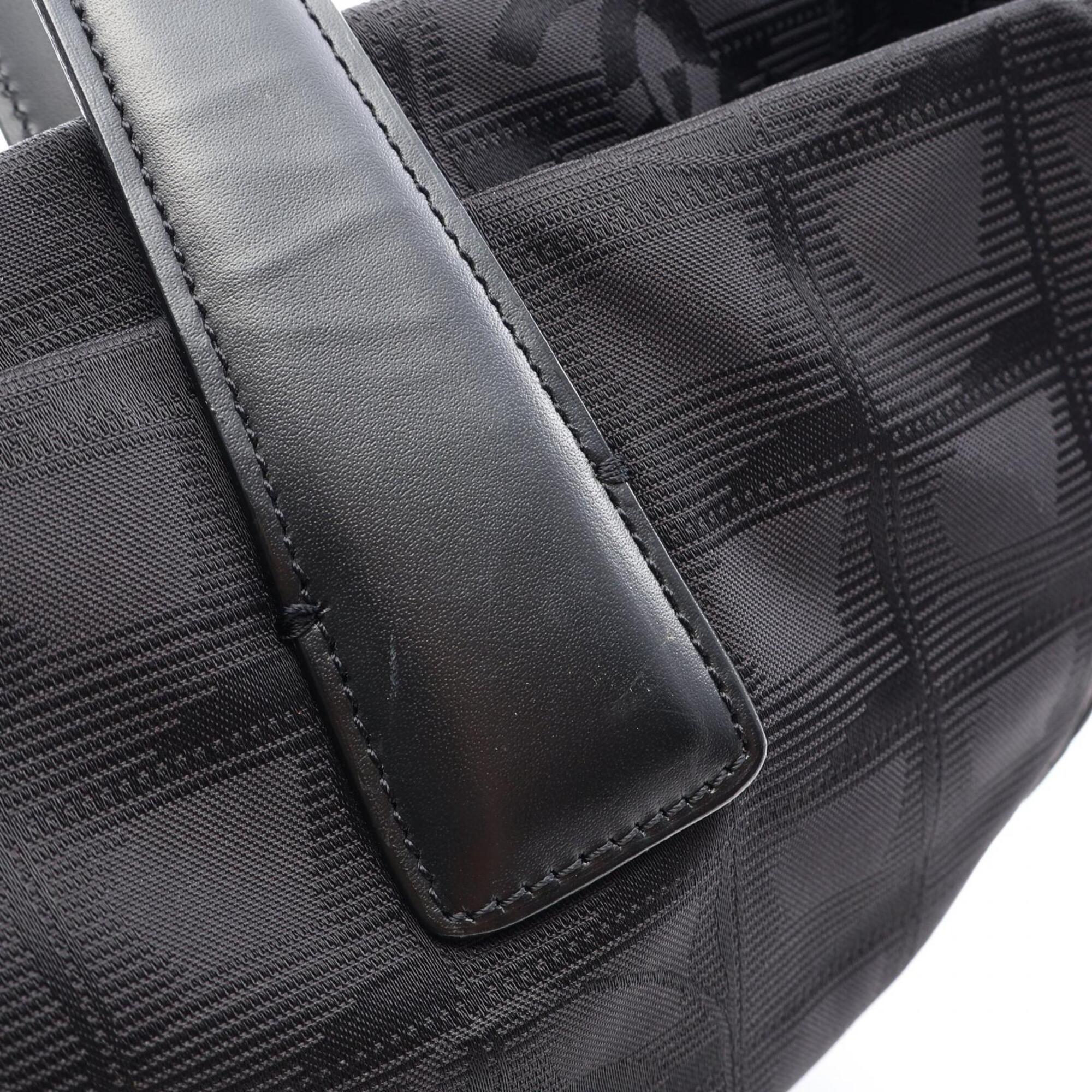 Chanel Black Leather Nylon Canvas Handbag Tote Bag (Pre-Owned)