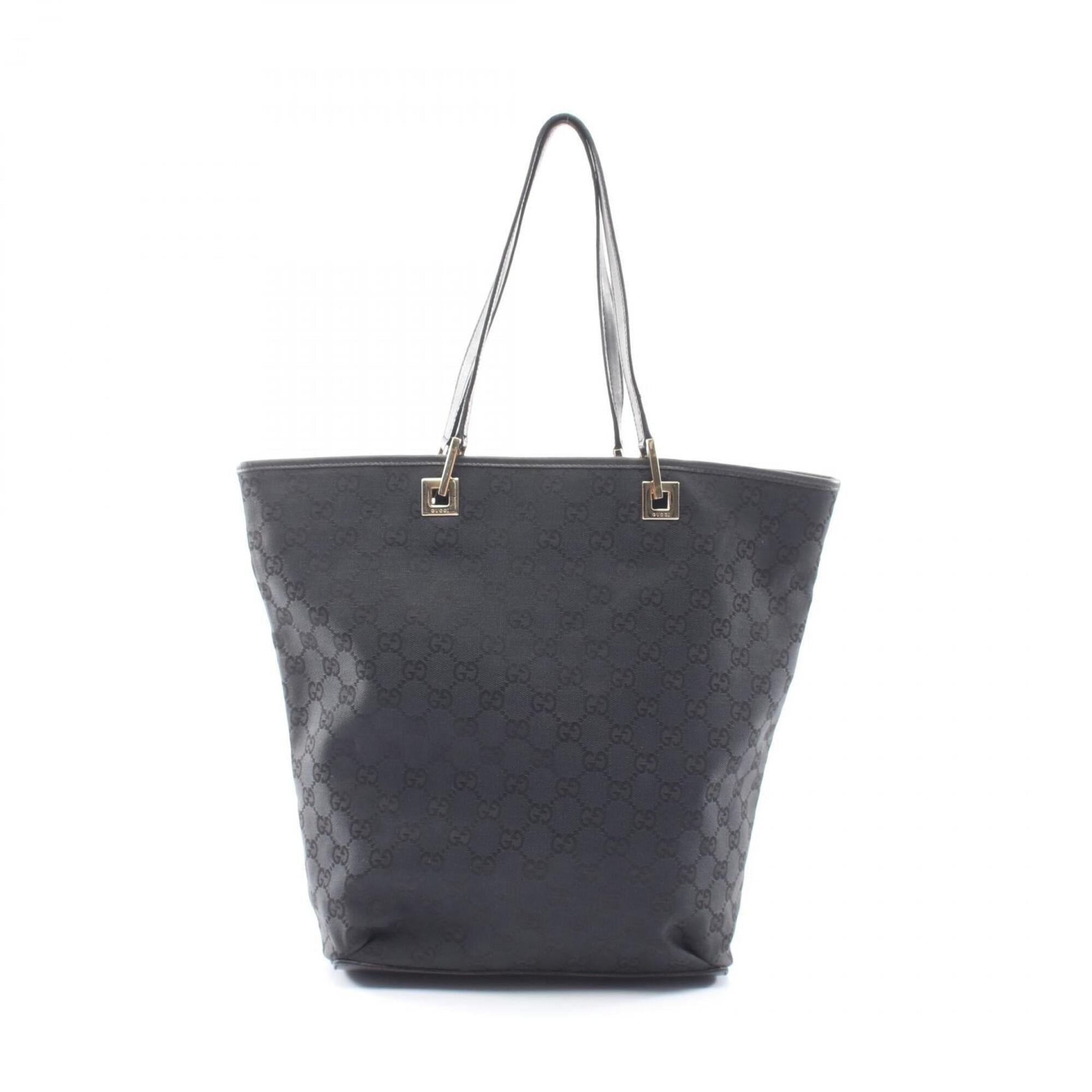 Gucci Black Canvas Leather Handbag Tote Bag (Pre-Owned)